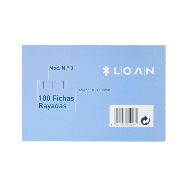 Loan Paq.100 fichas rayadas n.3 10x15cm