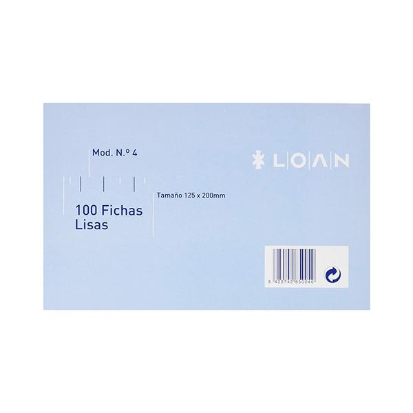Loan Paq.100 fichas rayadas n.4 12, 5x20cm