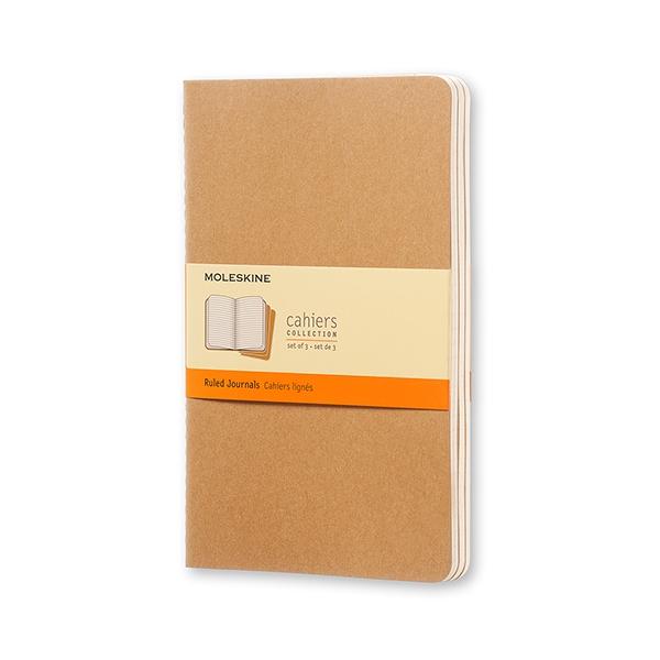 Moleskine Paq.3 libretas Cahier L lisas marron kraft