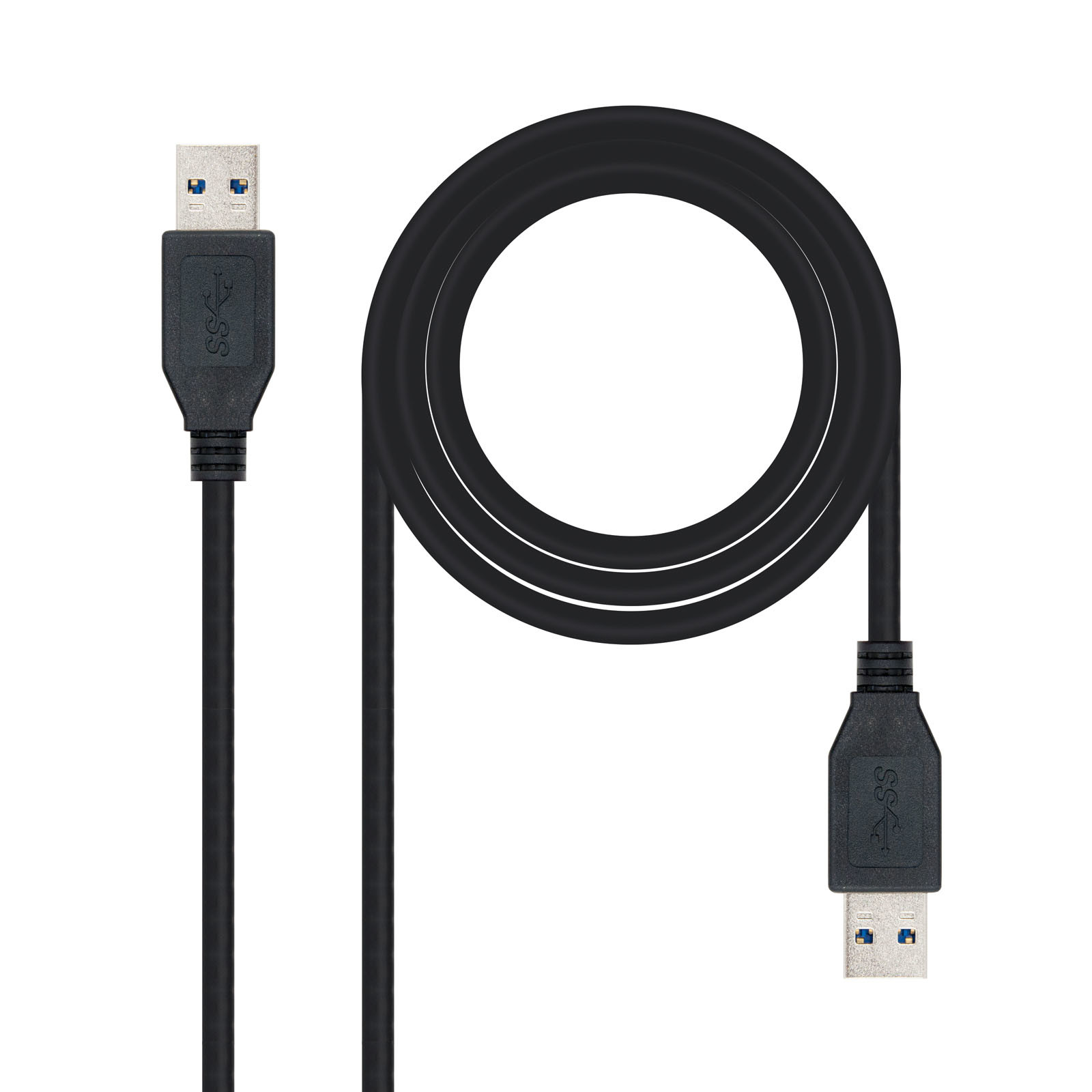 Nanocable 10.01.1002-BK, 2 m, USB A, USB A, USB 3.2 Gen 1 (3.1 Gen 1), Macho/Macho, Negro