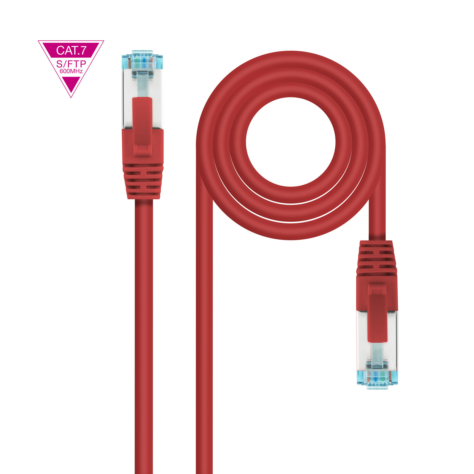 Nanocable de Red Cat.7 600MHZ Lszh Sftp Pimf AWG26, Rojo, 50 cm, 0, 5 m, Cat7, Sf/Utp…