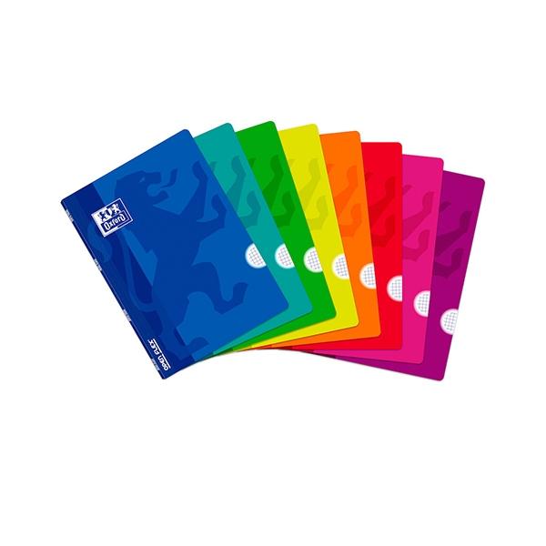 Oxford Libreta Grapada Tapa Plastico Openflex 48H 90G Cuadricula 4X4 A4 Colores Surtidos