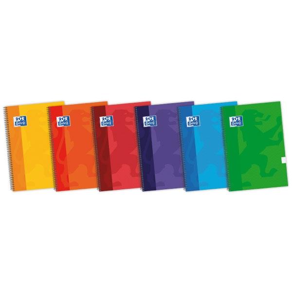 Oxford Cuaderno tapas extraduras 80h 90g cuadricula 4x4 cuarto colores surtidos