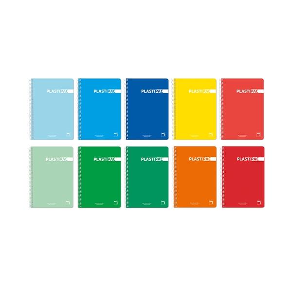 Pacsa Cuaderno Plastipac tapa polipropileno 80h 90g cuadricula 4x4 folio colores surtidos