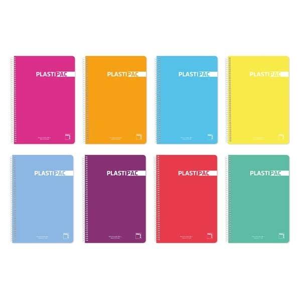 Pacsa Cuaderno Plastipac tapa polipropileno 80h 90g pauta 3, 5 cuarto colores surtidos