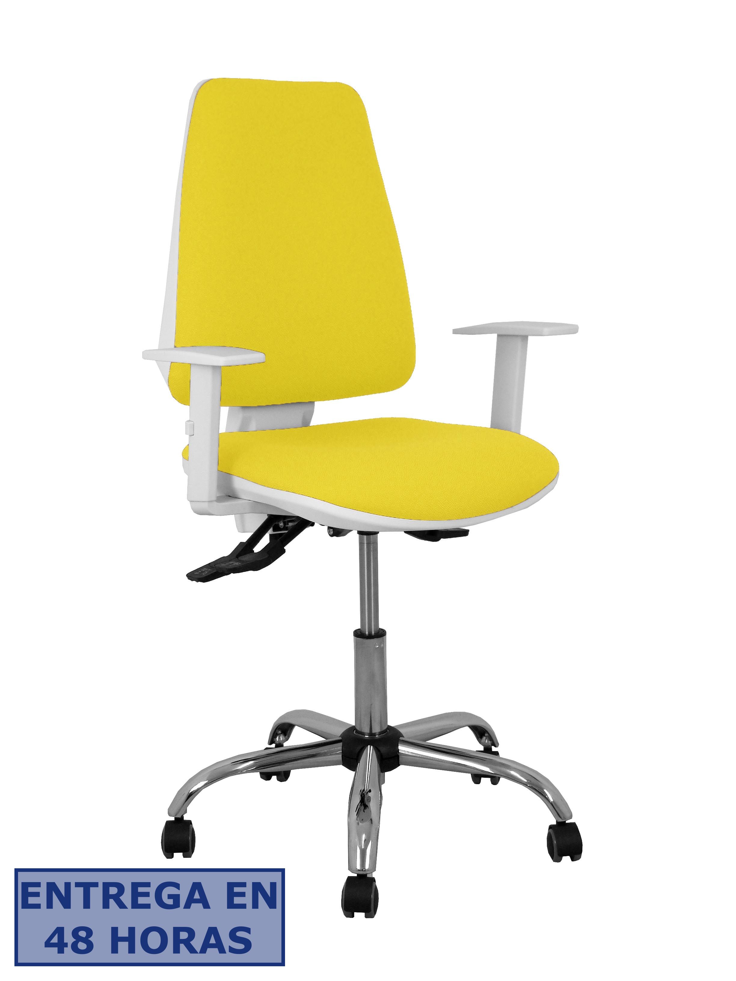 Piqueras Y Crespo Silla Elche blanca asincro bali amarillo brazos regulables ruedas de parque