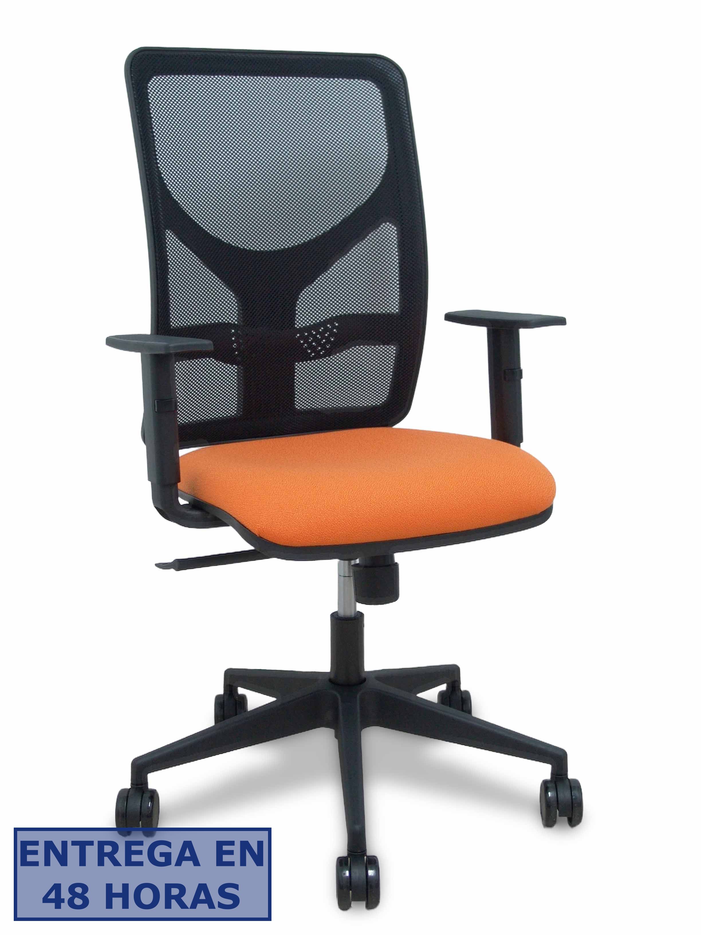 Piqueras Y Crespo Silla Motilla malla negra asiento bali naranja brazo regulable ruedas 65mm