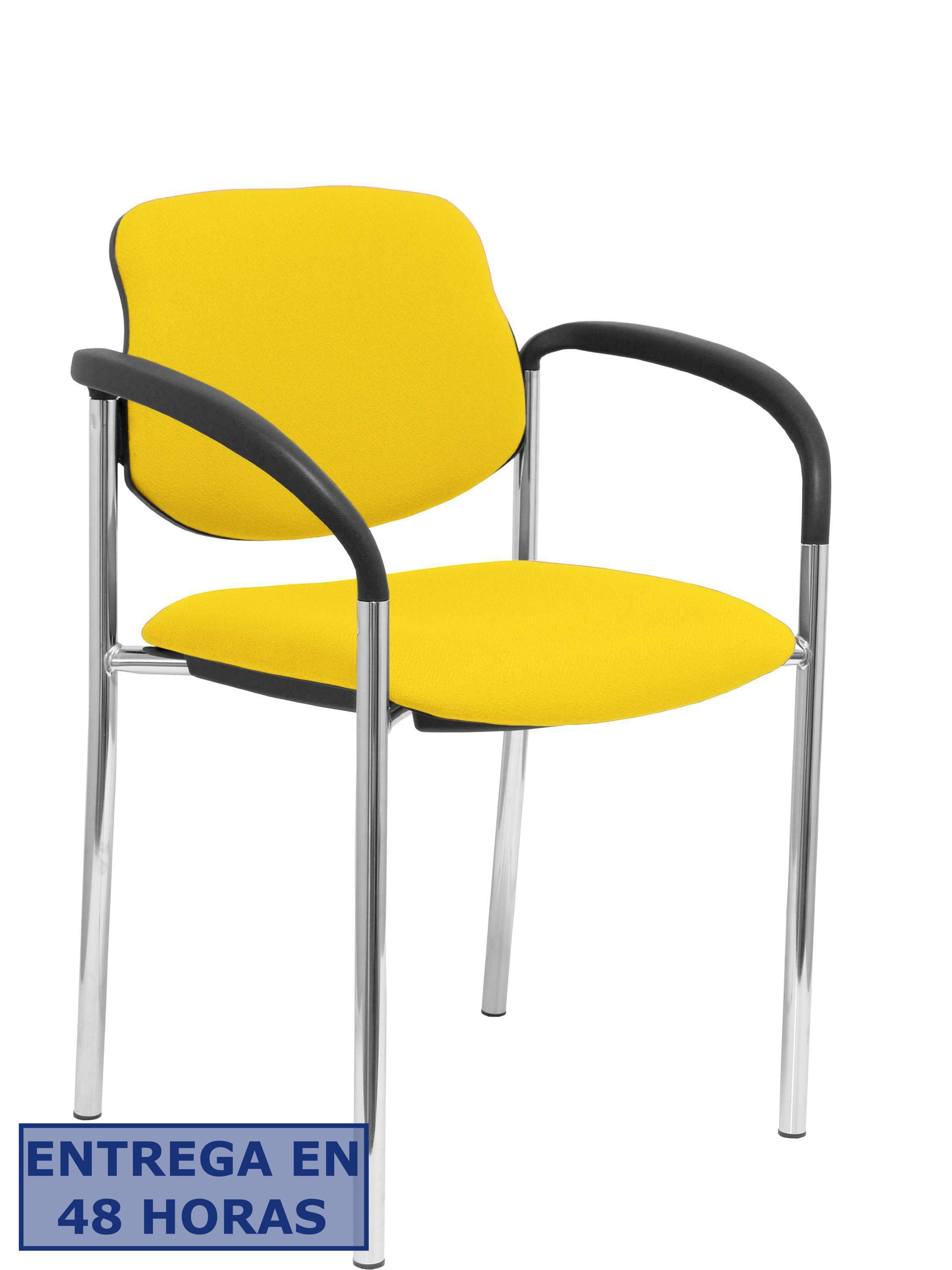 Piqueras Y Crespo Nowy Styl Silla fija Styl bali amarillo chasis cromo con brazos