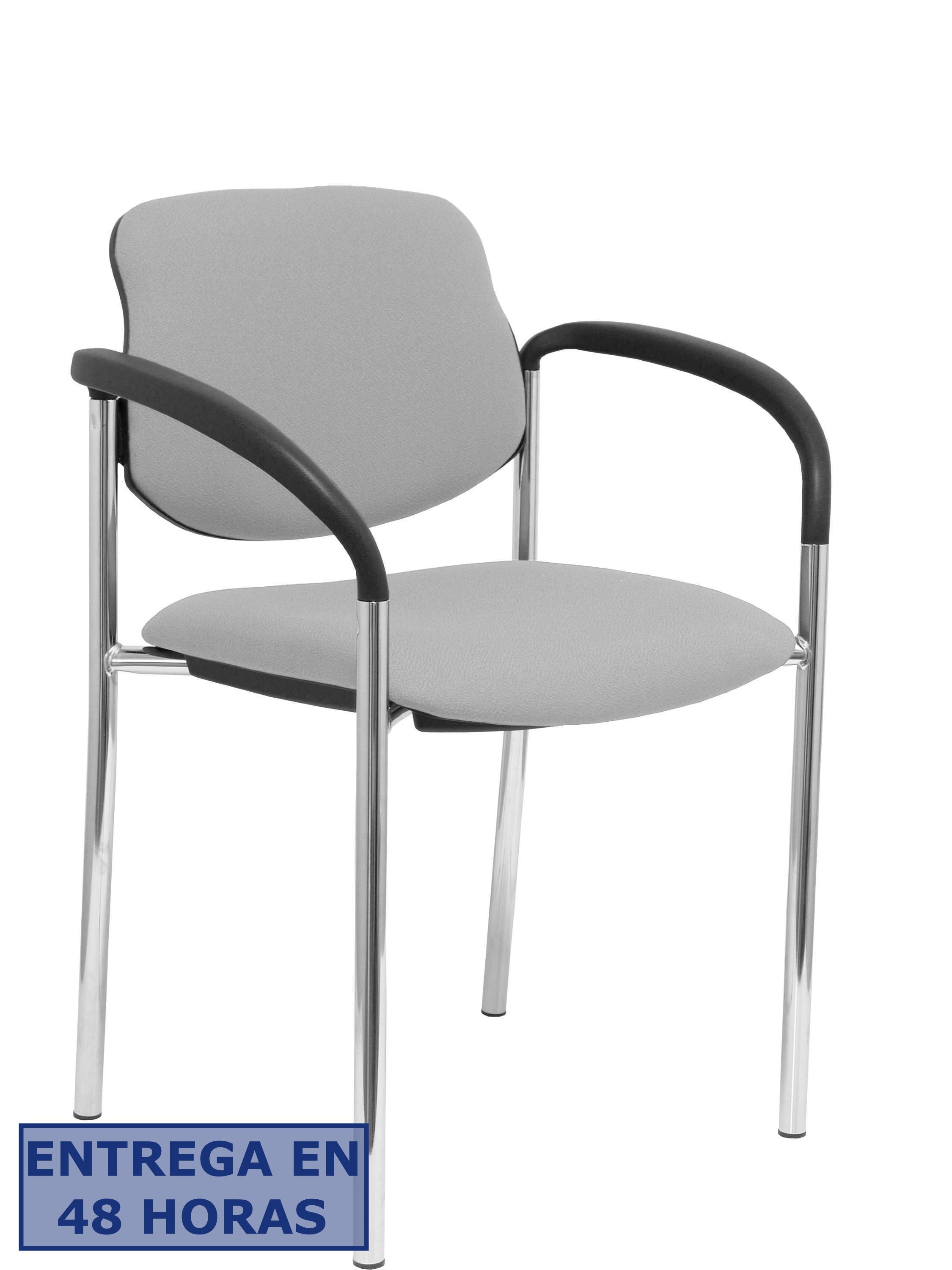 Piqueras Y Crespo Nowy Styl Silla fija Styl bali gris chasis cromo con brazos
