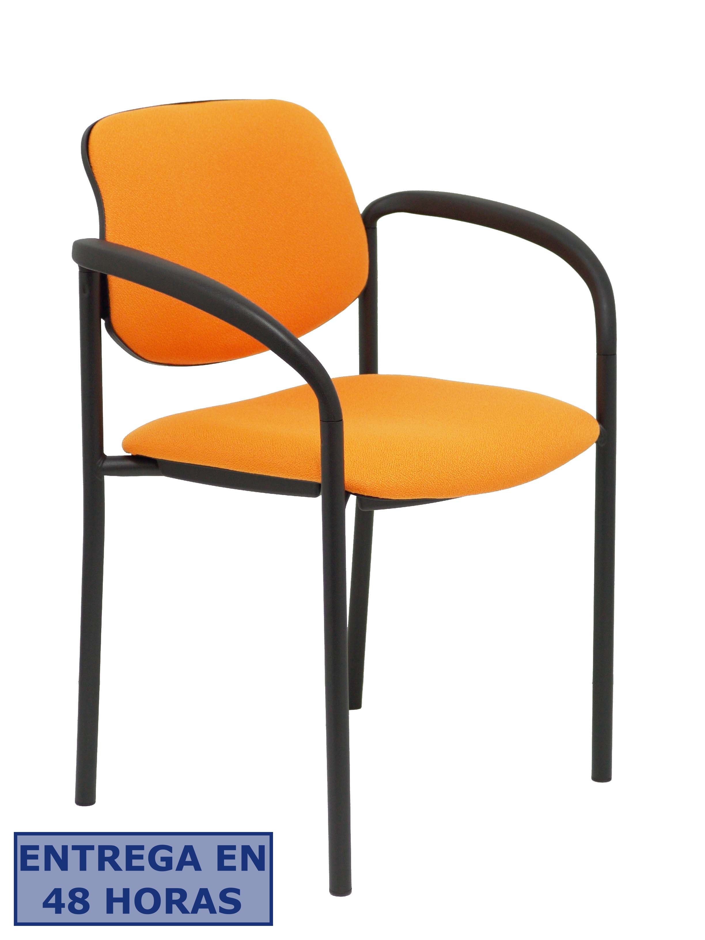 Piqueras Y Crespo Nowy Styl Silla fija Styl bali naranja chasis negro con brazos