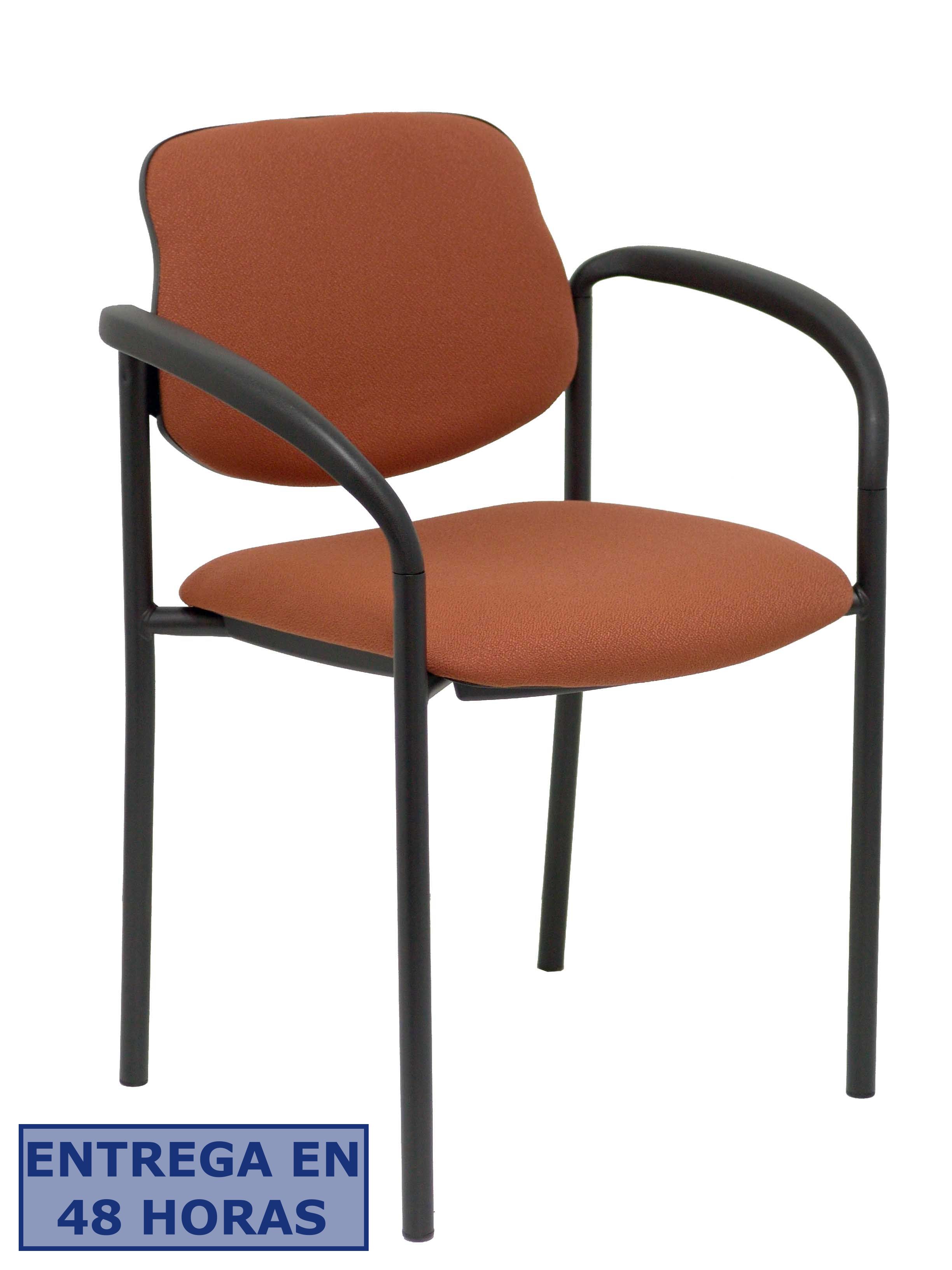 Piqueras Y Crespo Nowy Styl Silla fija Styl bali marron chasis negro con brazos