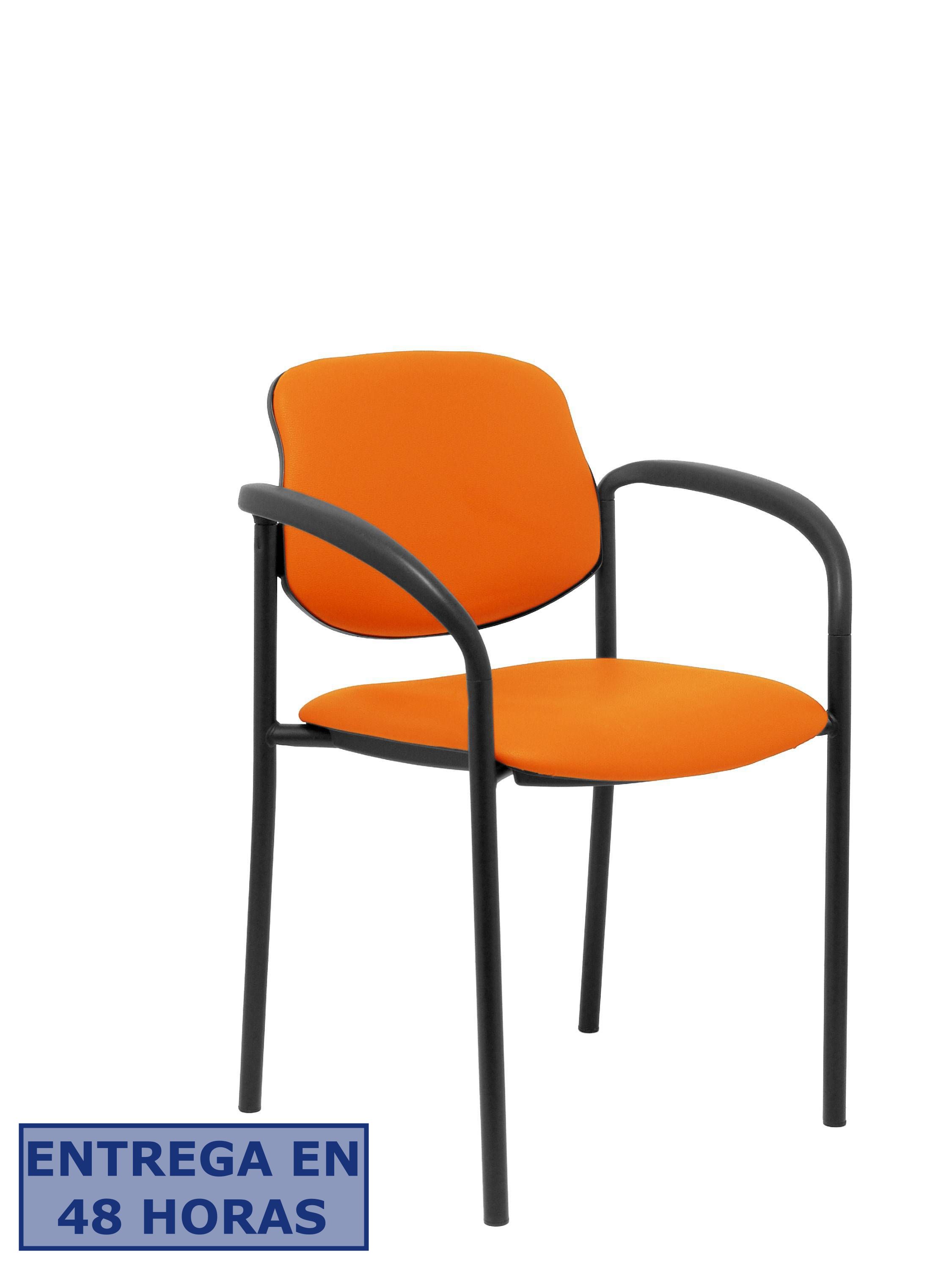 Piqueras Y Crespo Nowy Styl Silla fija Styl similpiel naranja chasis negro con brazos
