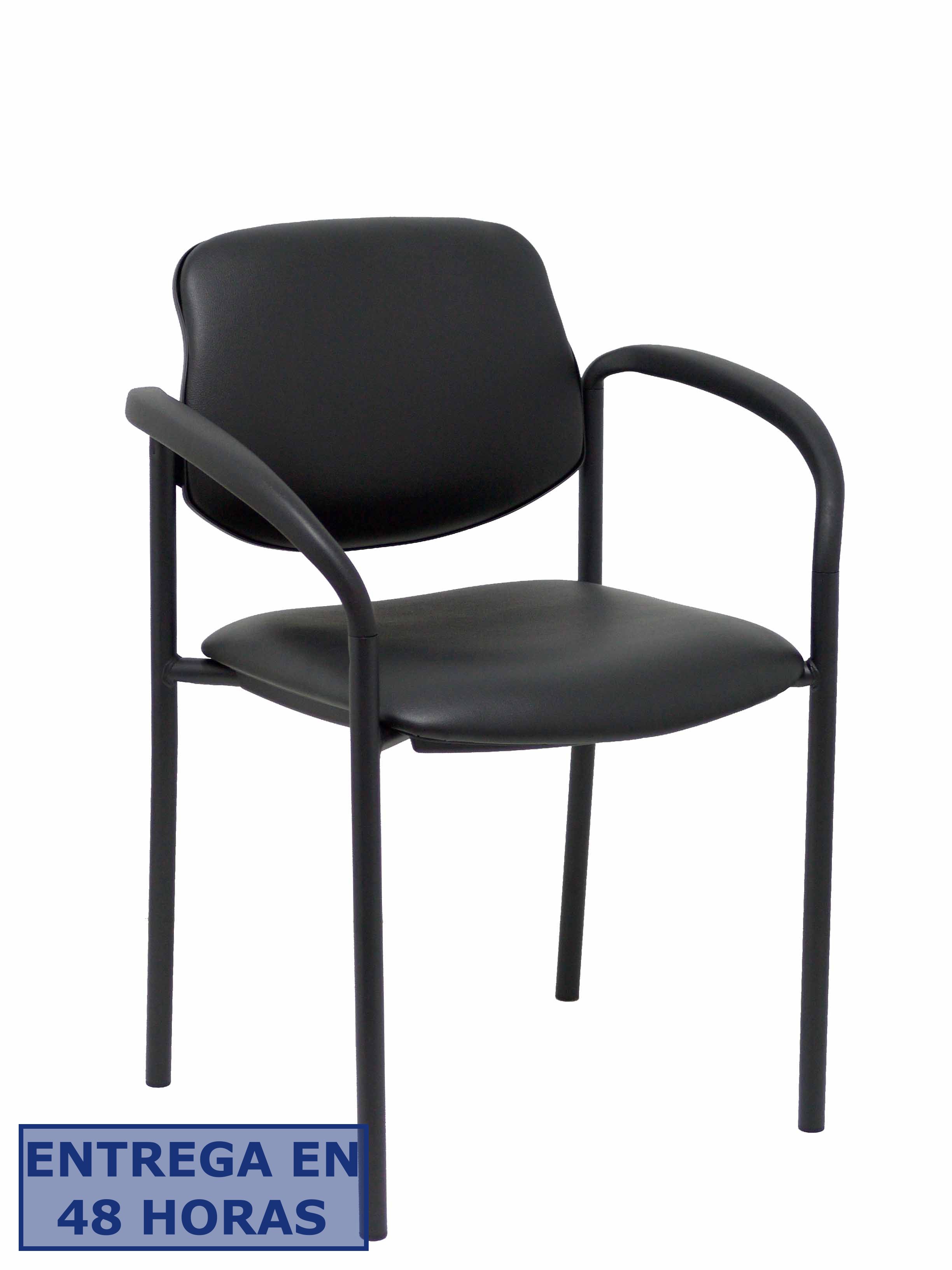Piqueras Y Crespo Nowy Styl Silla fija Styl similpiel negro chasis negro con brazos