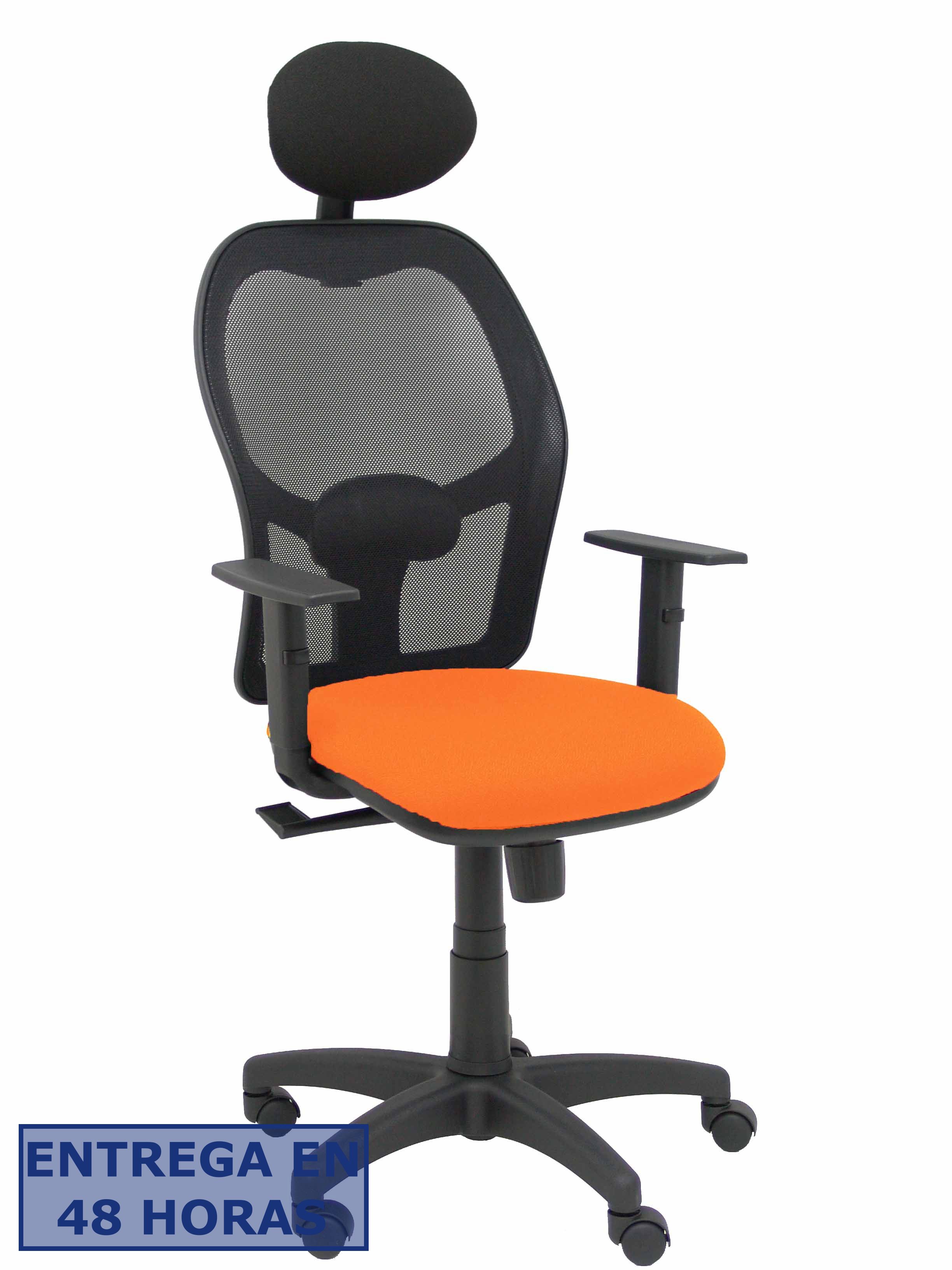 Piqueras Y Crespo Silla Alocen malla negra asiento bali naranja brazos regulables cabecero fijo