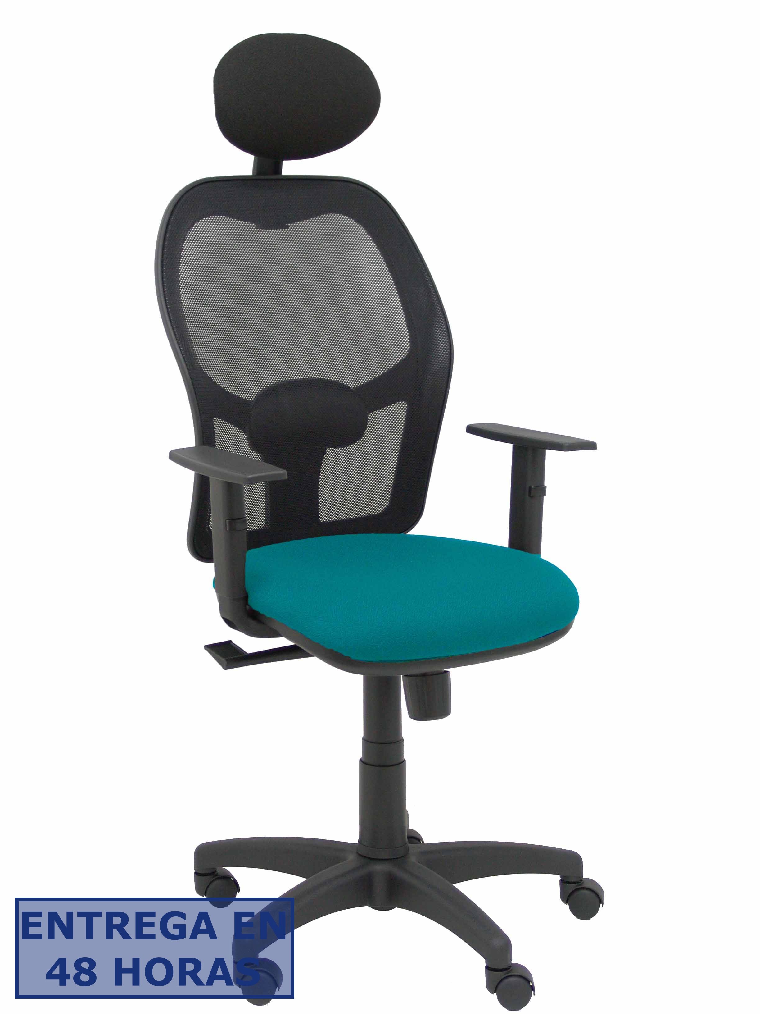 Piqueras Y Crespo Silla Alocen malla negra asiento bali verde petroleo brazos regulables cabecero fijo