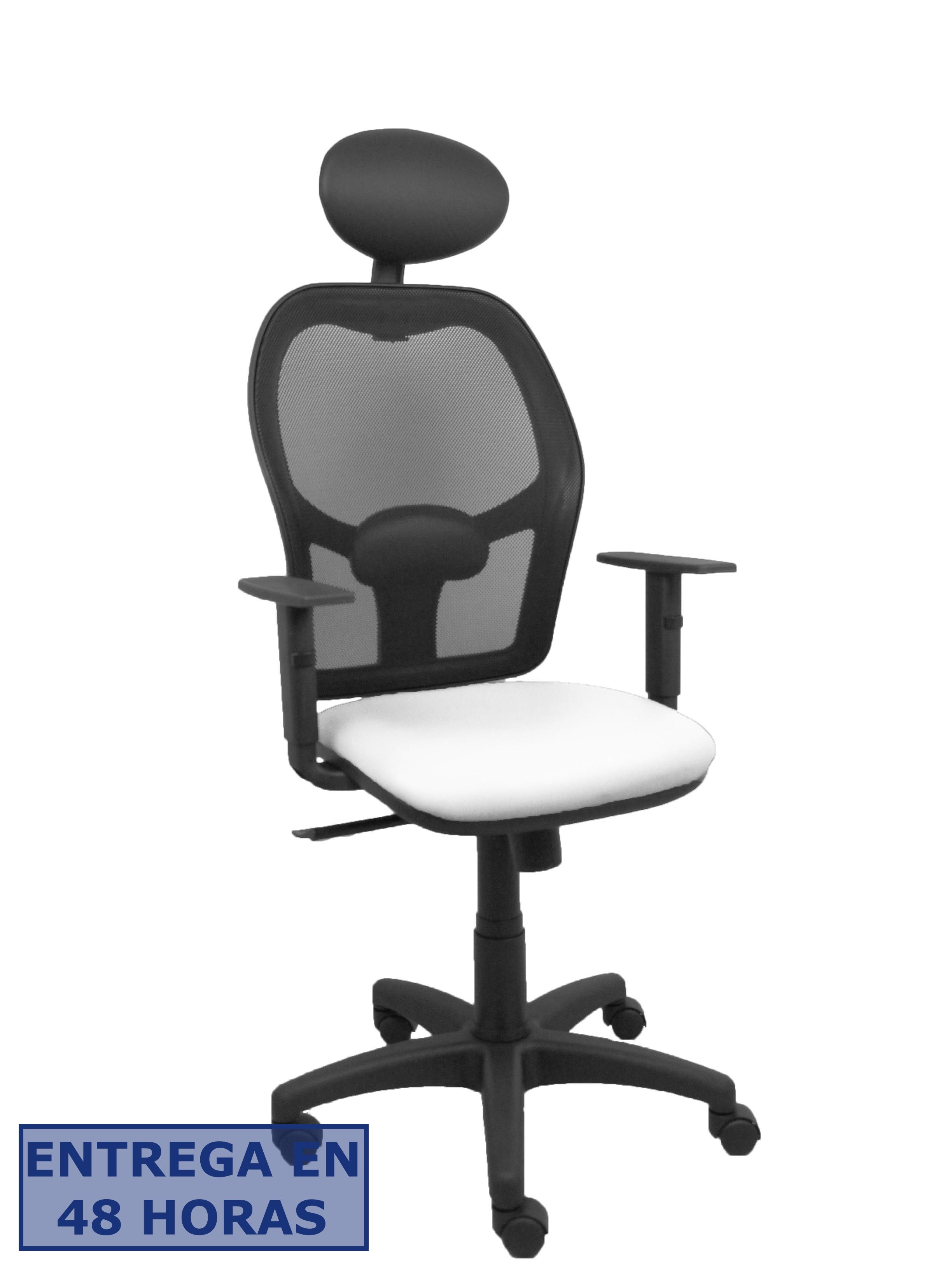 Piqueras Y Crespo Silla Alocen malla negra asiento similpiel blanco brazos regulables cabecero fijo