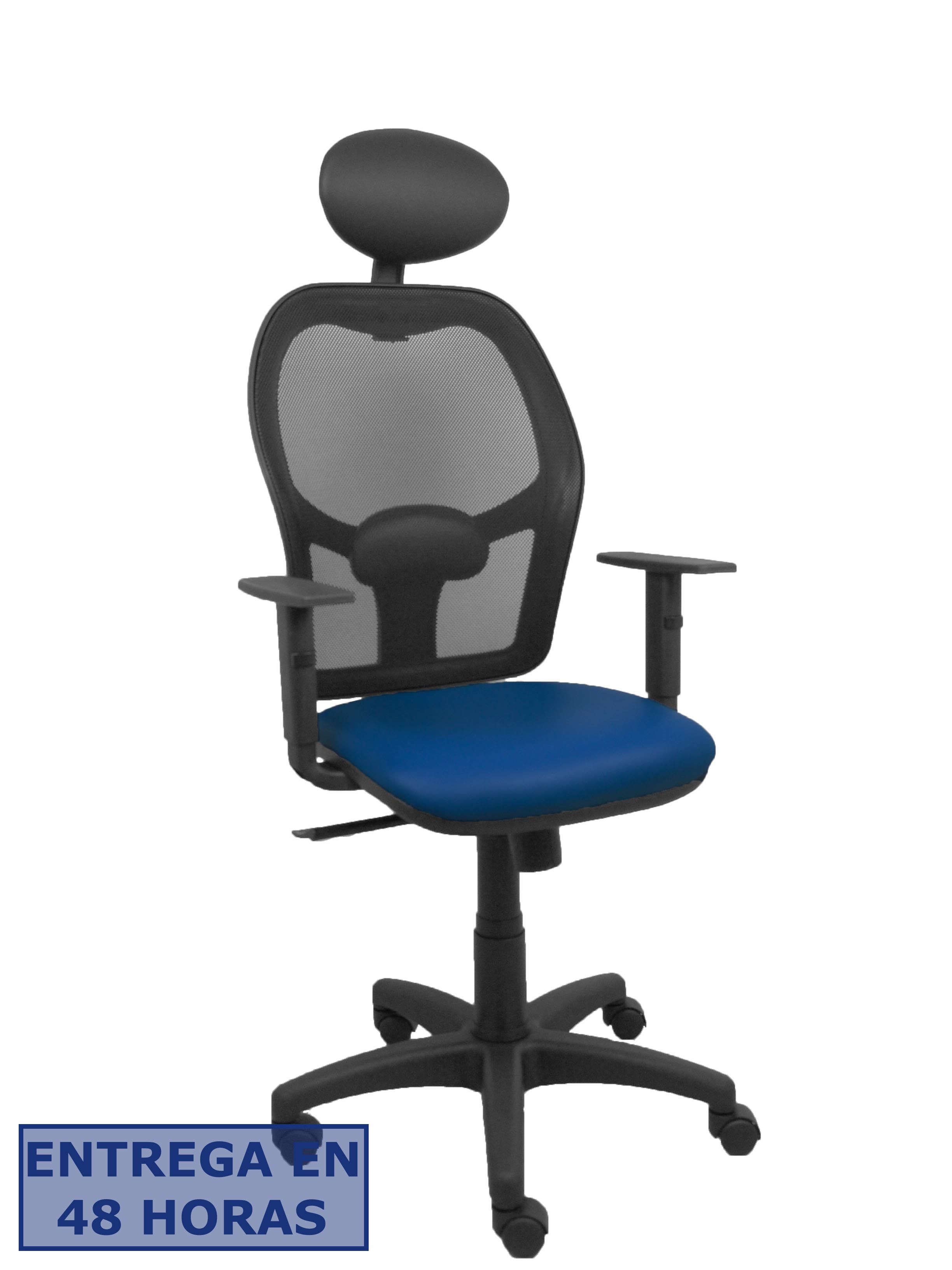 Piqueras Y Crespo Silla Alocen malla negra asiento similpiel azul marino brazos regulables cabecero…