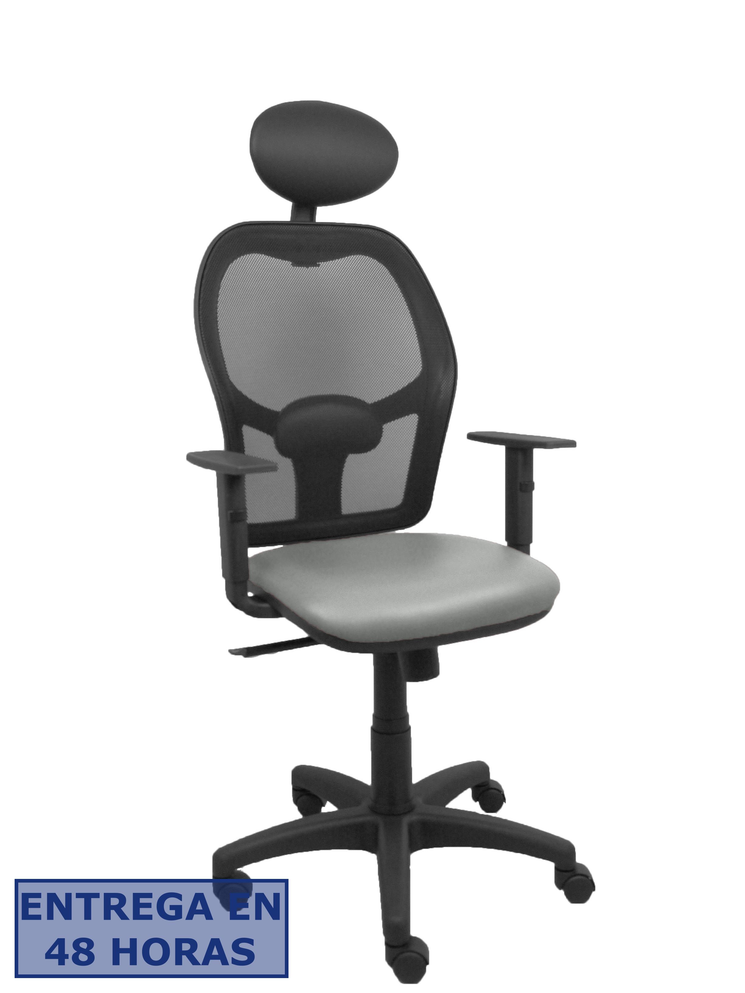 Piqueras Y Crespo Silla Alocen malla negra asiento similpiel gris brazos regulables cabecero fijo
