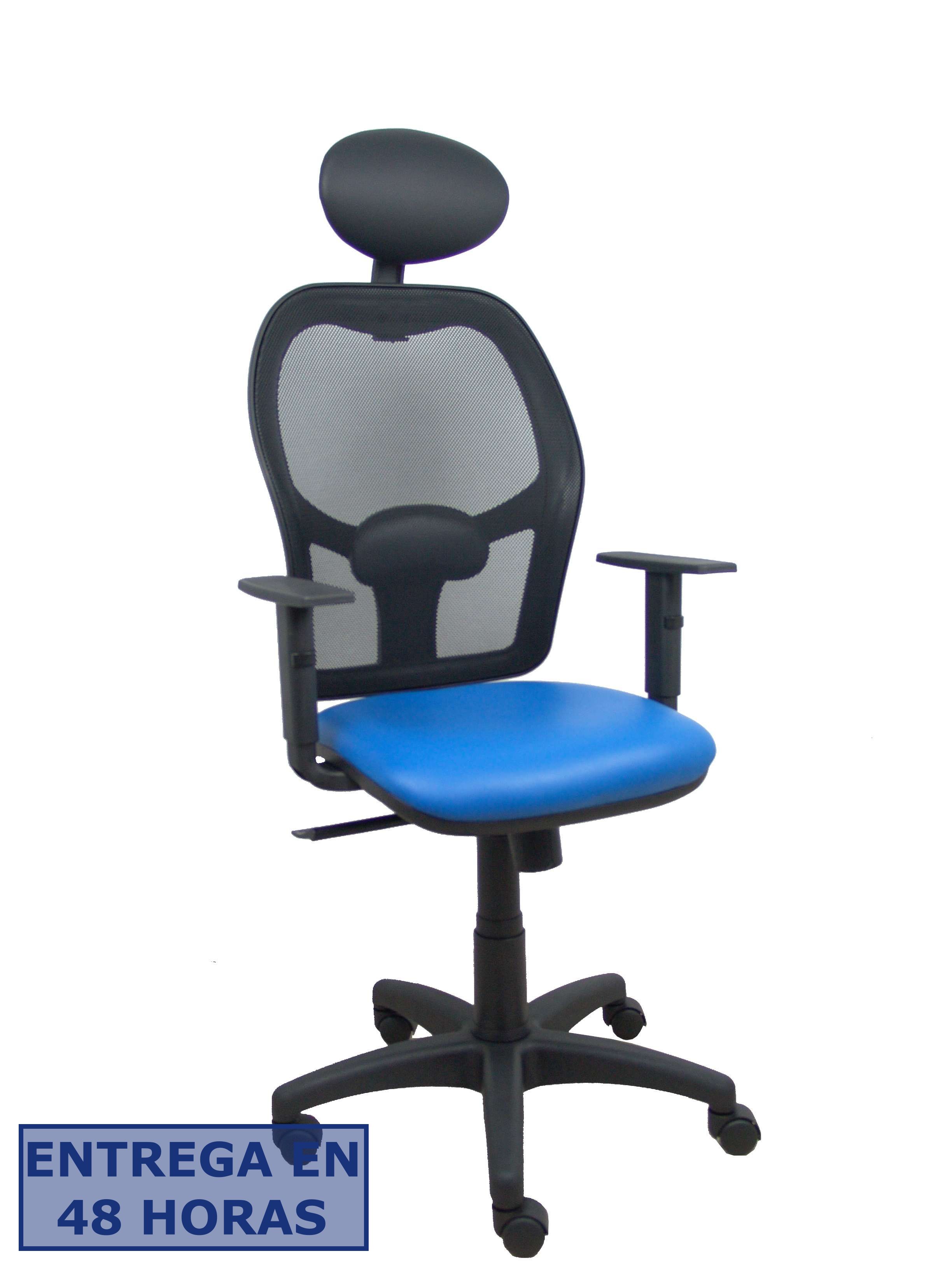 Piqueras Y Crespo Silla Alocen malla negra asiento similpiel azul brazos regulables cabecero fijo