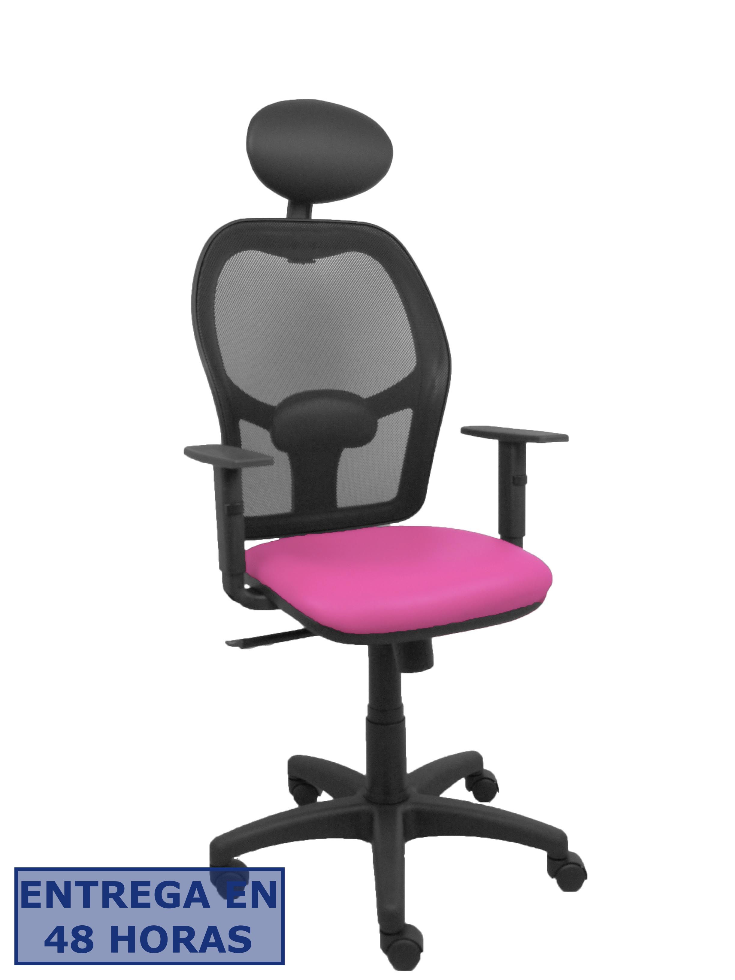 Piqueras Y Crespo Silla Alocen malla negra asiento similpiel rosa brazos regulables cabecero fijo