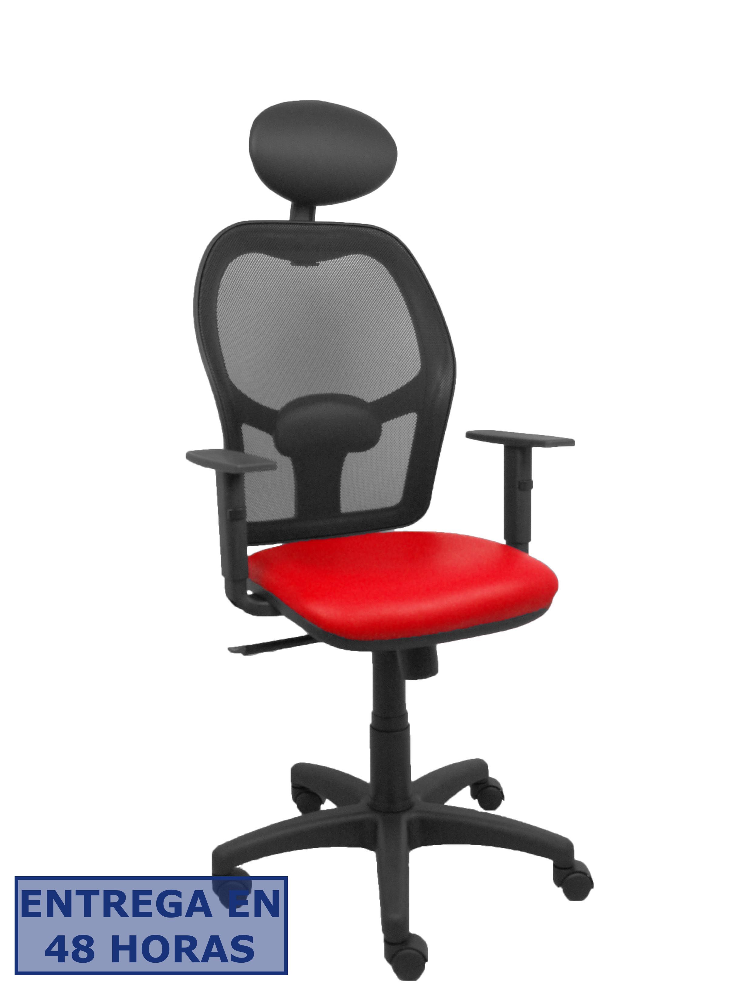 Piqueras Y Crespo Silla Alocen malla negra asiento similpiel rojo brazos regulables cabecero fijo