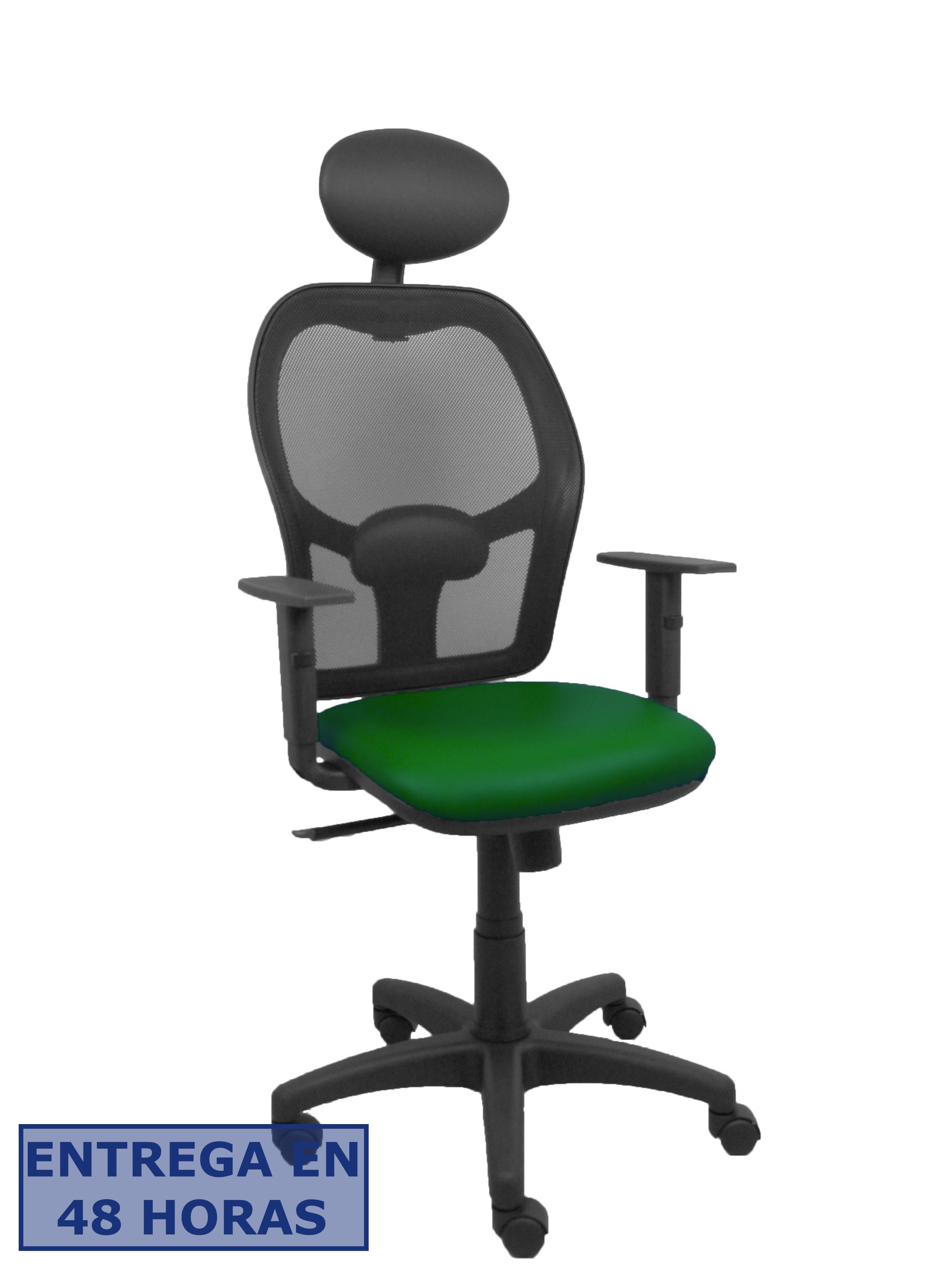 Piqueras Y Crespo Silla Alocen malla negra asiento similpiel verde botella brazos regulables cabecero…