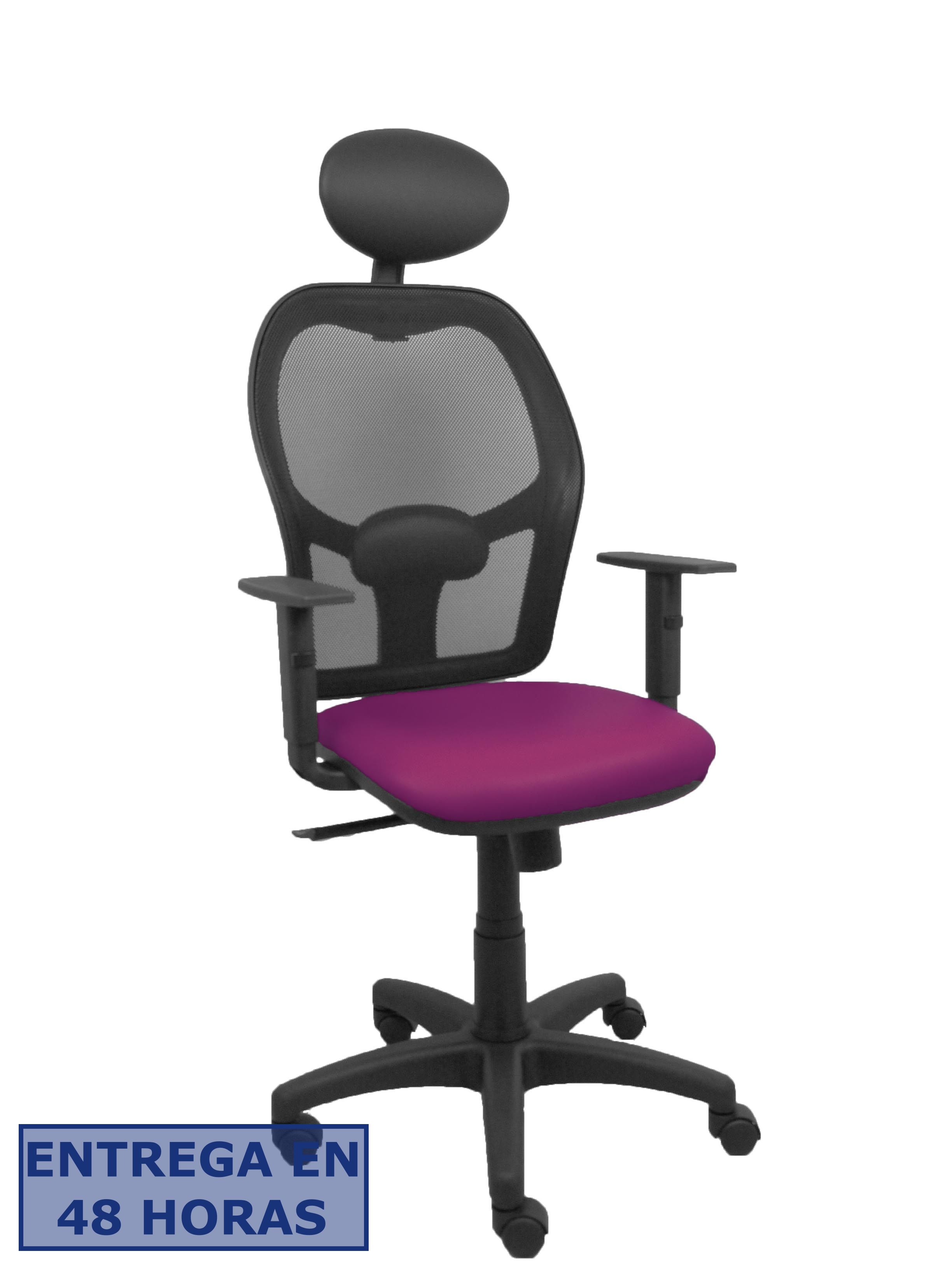 Piqueras Y Crespo Silla Alocen malla negra asiento similpiel morado brazos regulables cabecero fijo