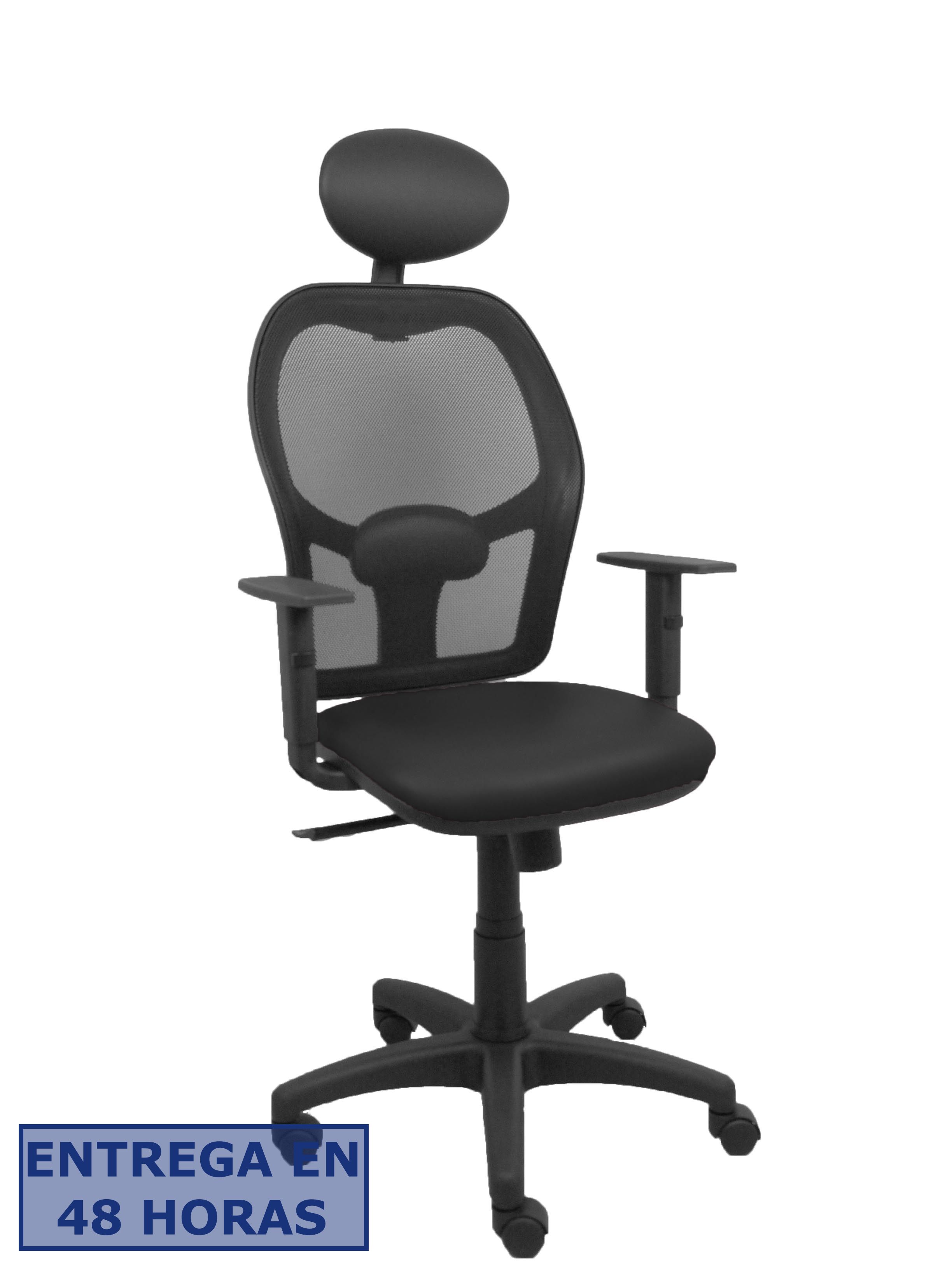 Piqueras Y Crespo Silla Alocen malla negra asiento similpiel negro brazos regulables cabecero fijo