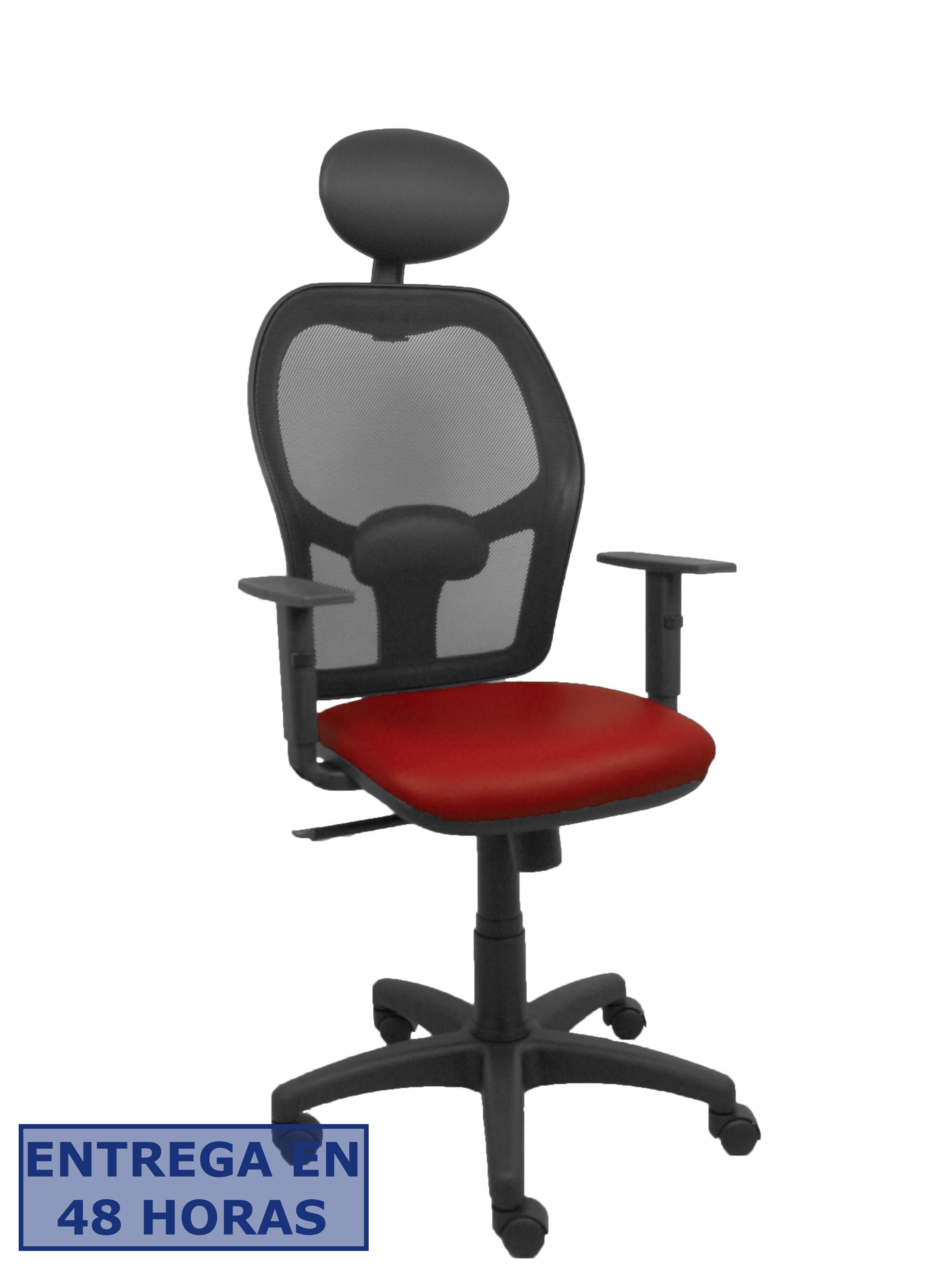 Piqueras Y Crespo Silla Alocen malla negra asiento similpiel granate brazos regulables cabecero fijo