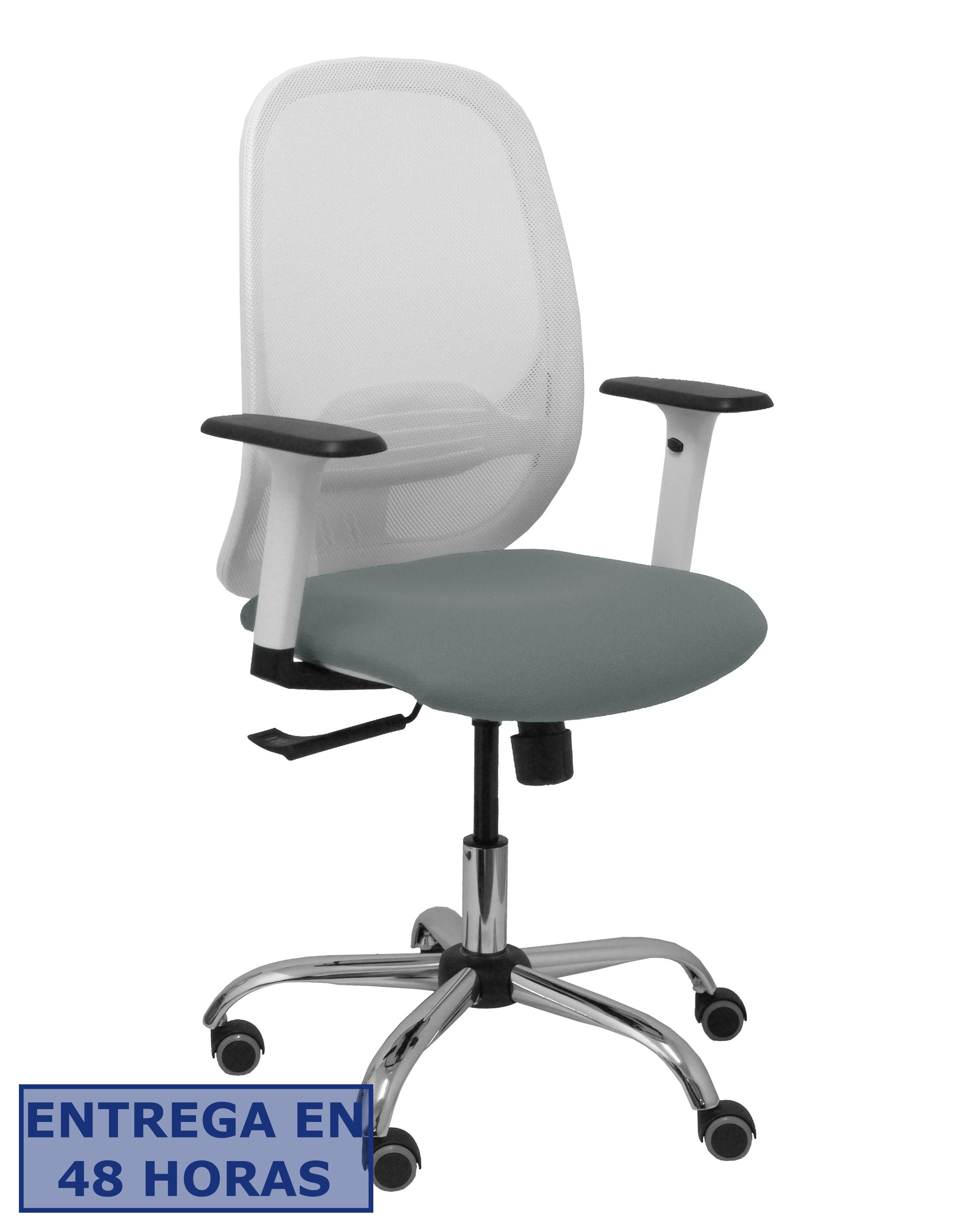 Piqueras Y Crespo Silla Cilanco blanca malla blanca asiento bali gris brazo regulable base cromada…
