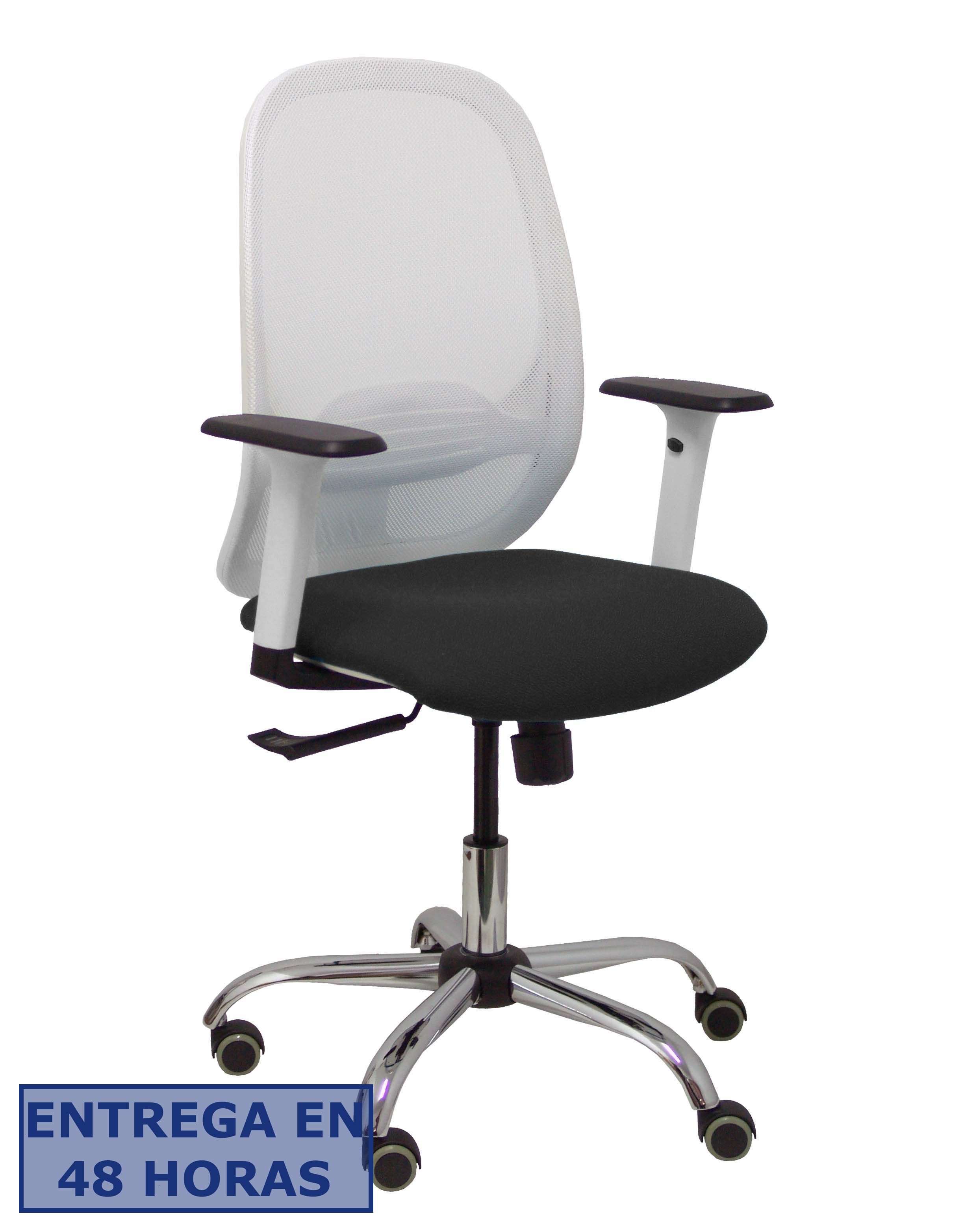 Piqueras Y Crespo Silla Cilanco blanca malla blanca asiento similpiel negro brazo reg. base cromada Rp