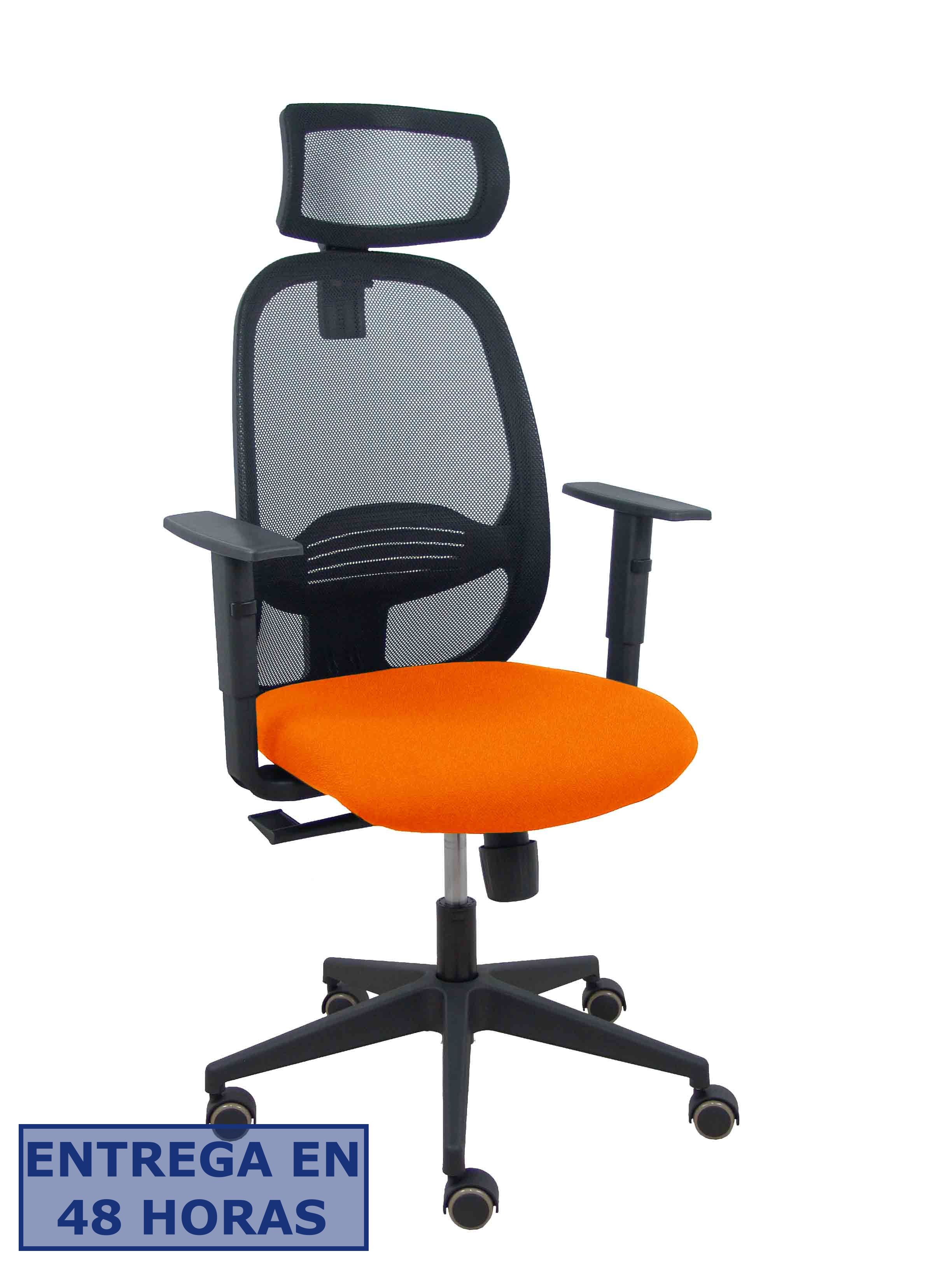 Piqueras Y Crespo Silla Cilanco negra malla negra asiento bali naranja oscuro brazo regulable…