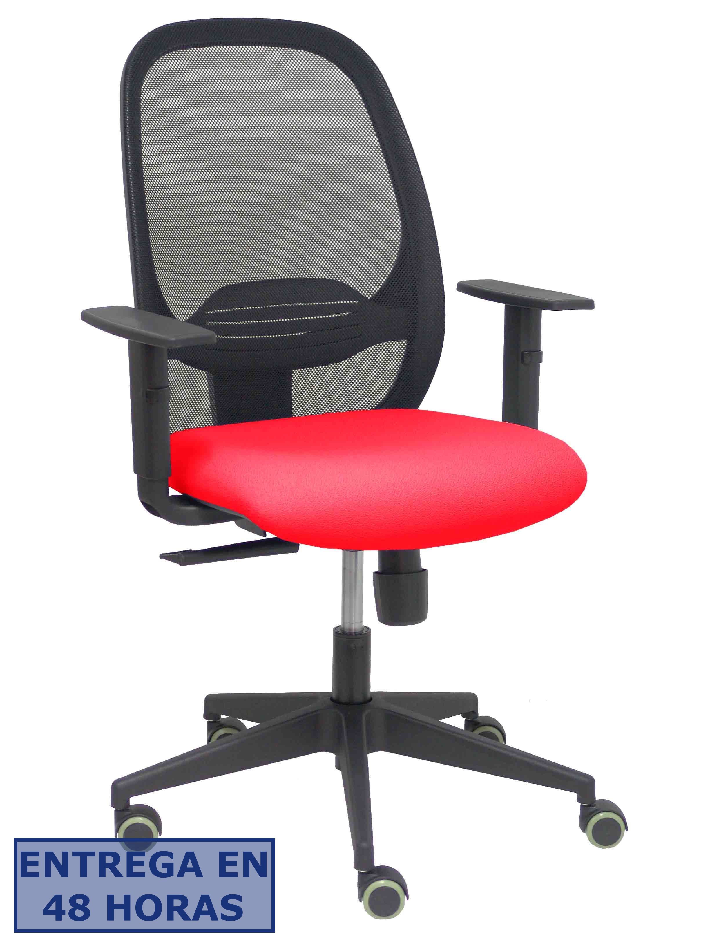 Piqueras Y Crespo Silla Cilanco negra malla negra asiento bali rojo brazo regulable