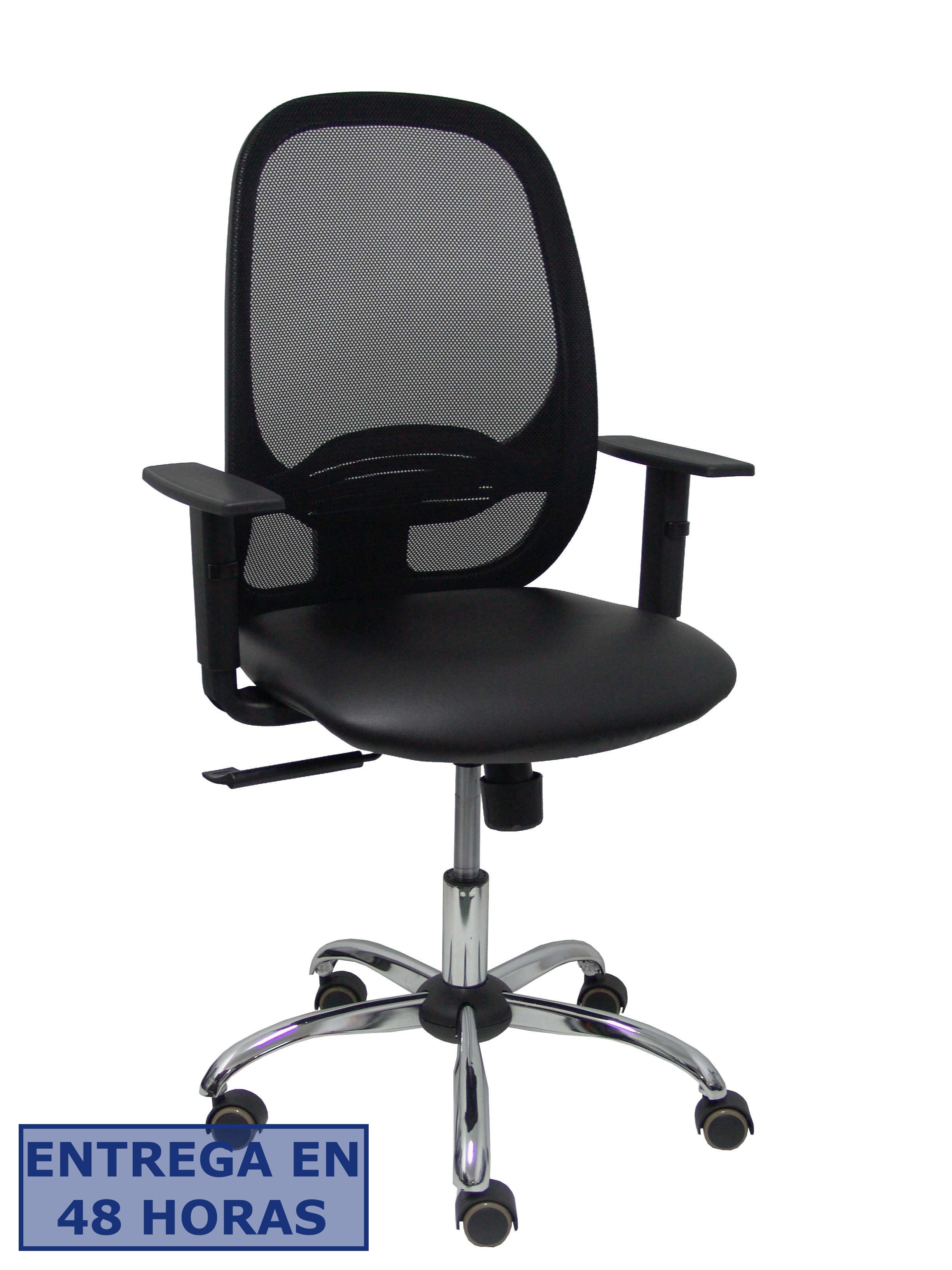 Piqueras Y Crespo Silla Cilanco negra malla negra asiento similpiel negro brazo regulable base cromada