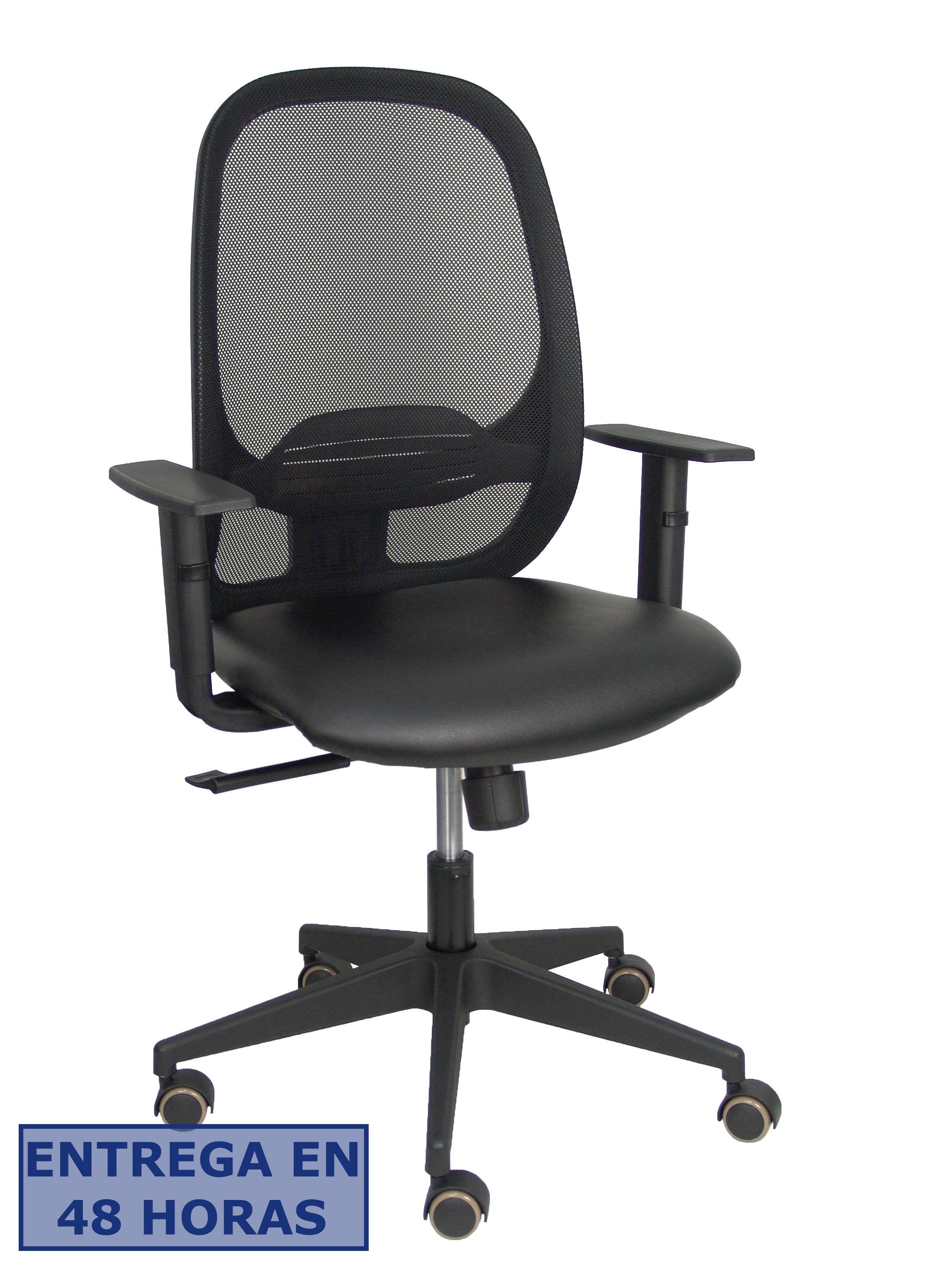 Piqueras Y Crespo Silla Cilanco negra malla negra asiento similpiel negro brazo regulable