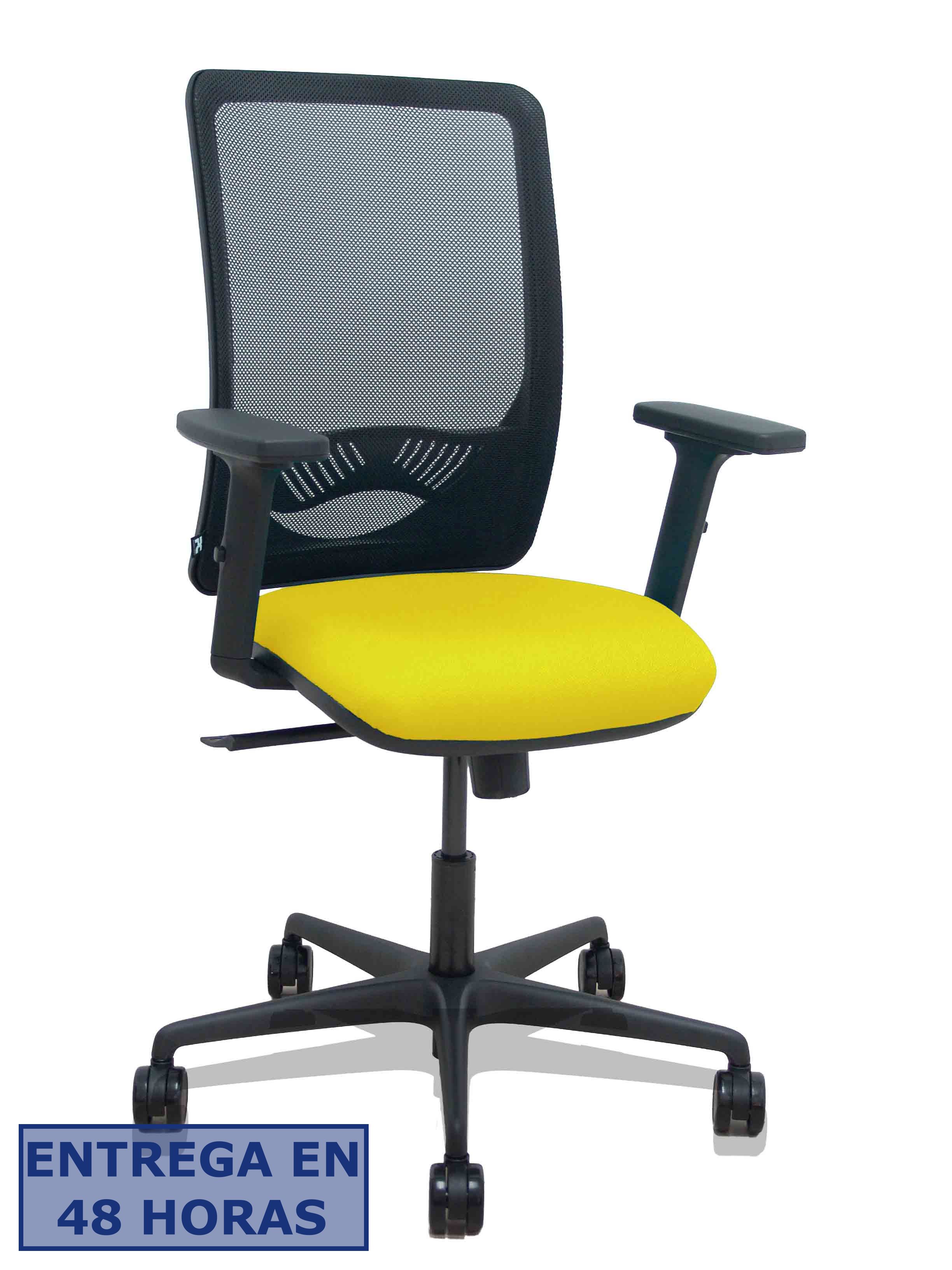 Piqueras Y Crespo Silla Zulema sincro malla negra asiento bali amarillo brazos 2D ruedas 65mm