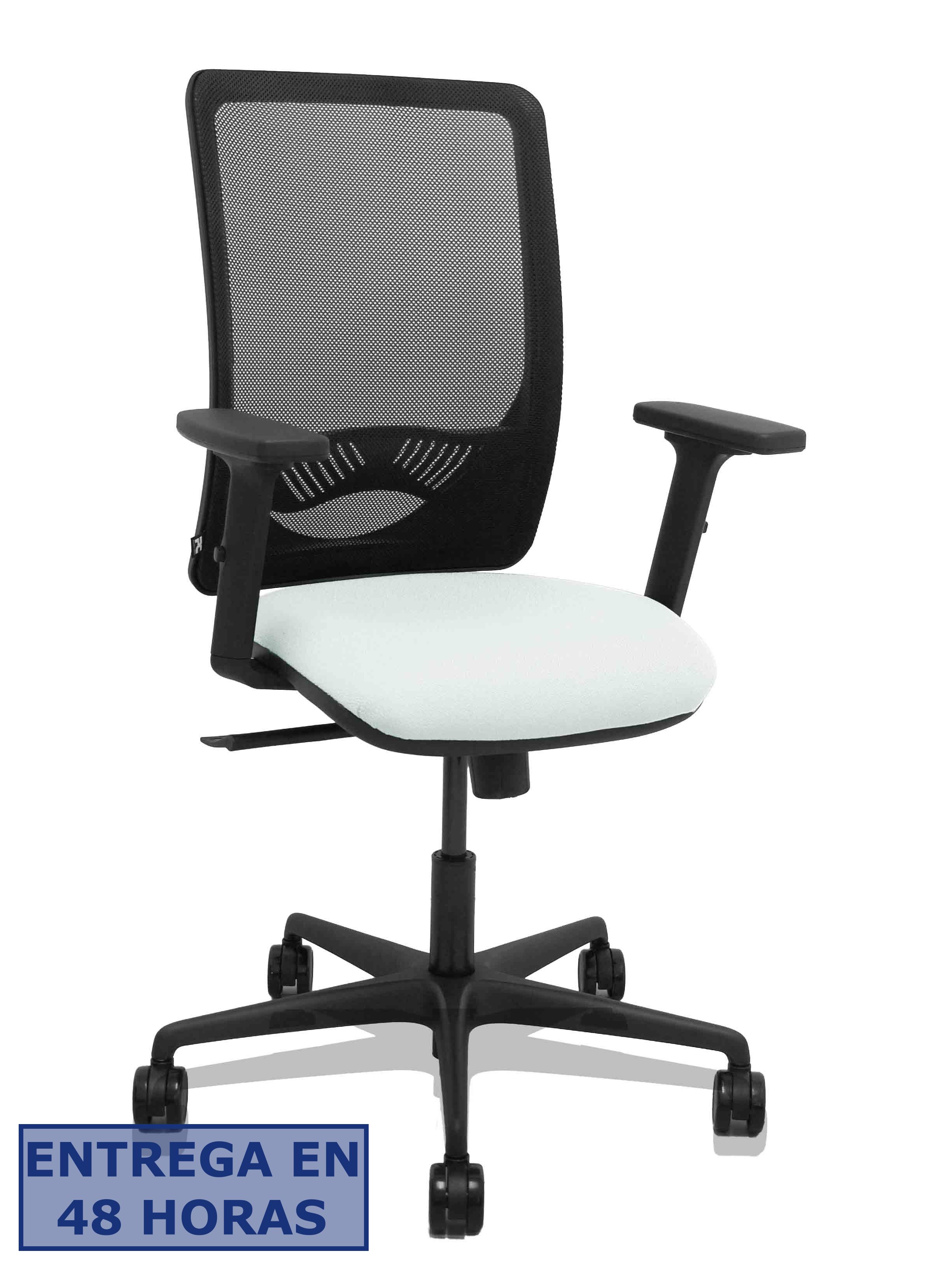 Piqueras Y Crespo Silla Zulema sincro malla negra asiento bali blanco brazos 2D ruedas 65mm