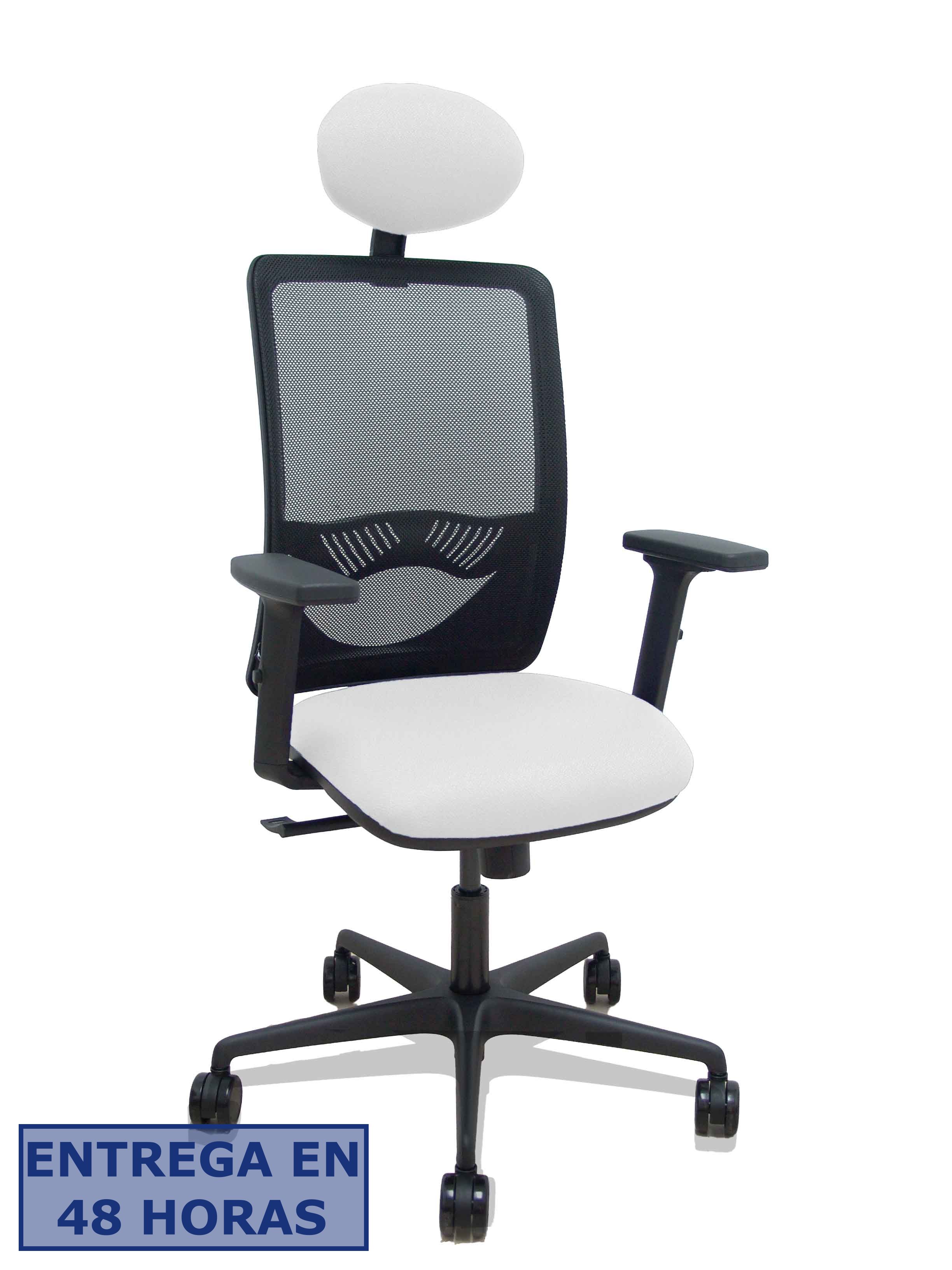 Piqueras Y Crespo Silla Zulema sincro malla negra asiento bali blanco brazos 2D ruedas 65mm cabecero