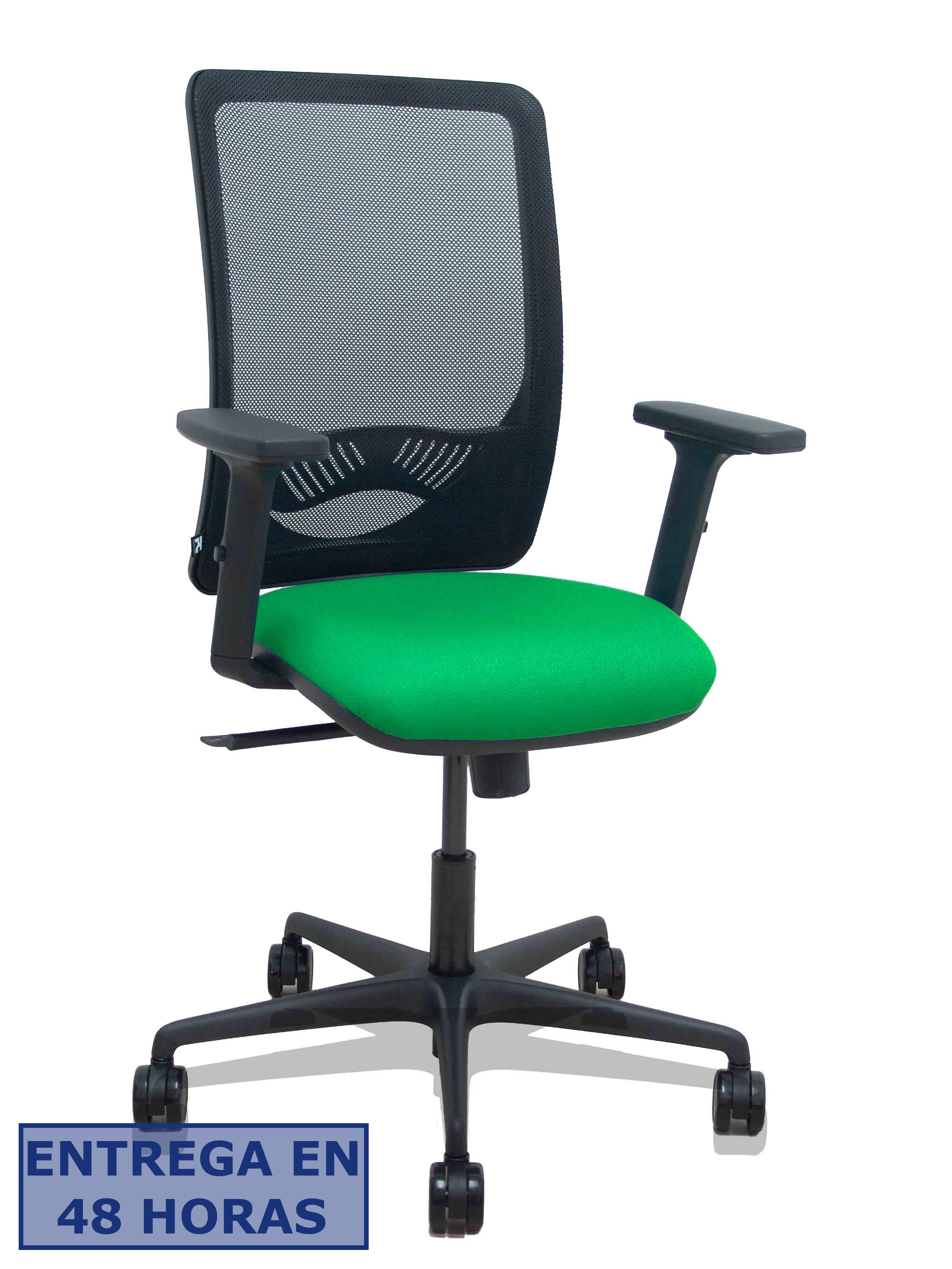 Piqueras Y Crespo Silla Zulema sincro malla negra asiento bali verde brazos 2D ruedas 65mm