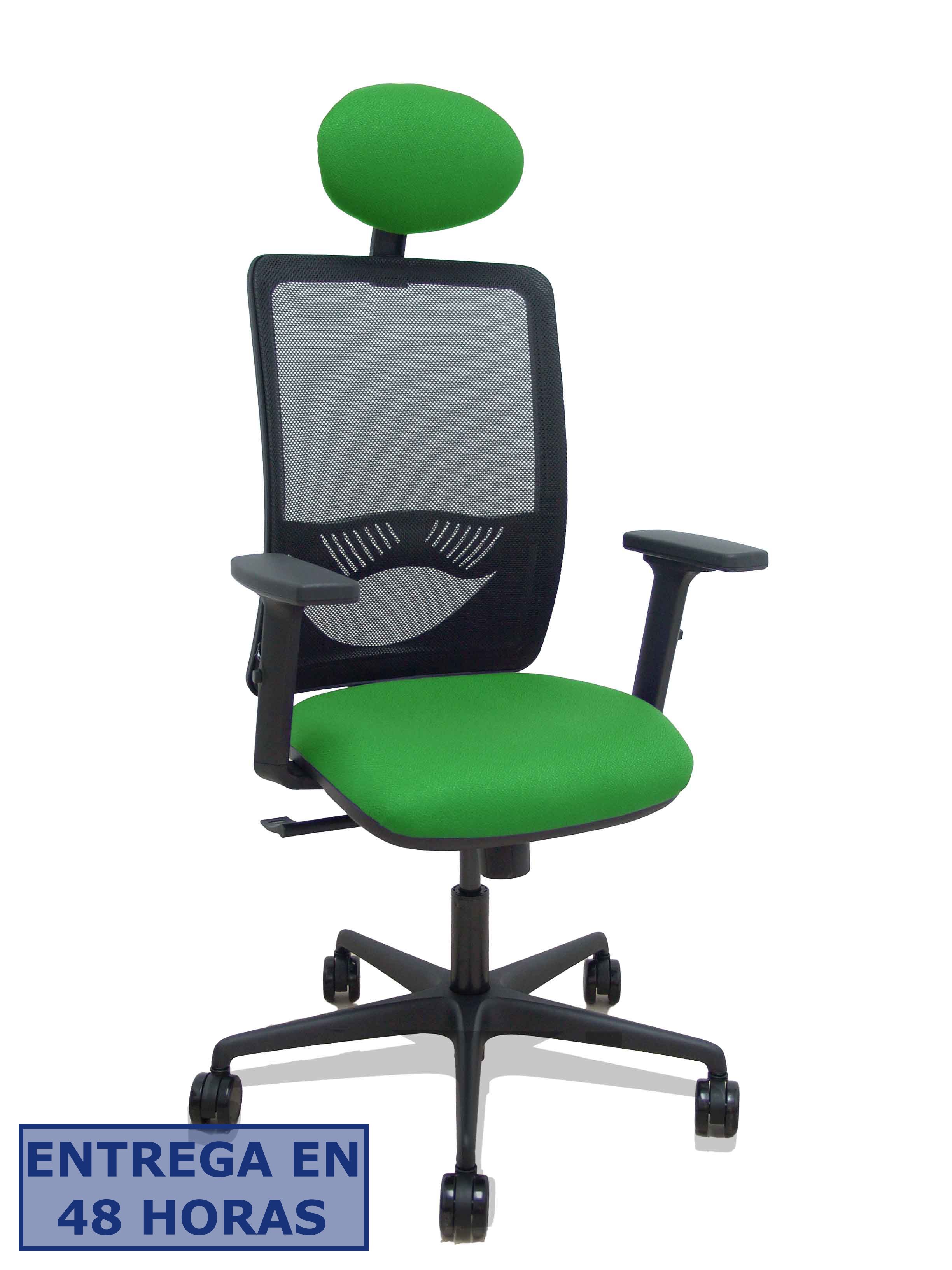 Piqueras Y Crespo Silla Zulema sincro malla negra asiento bali verde brazos 2D ruedas 65mm cabecero