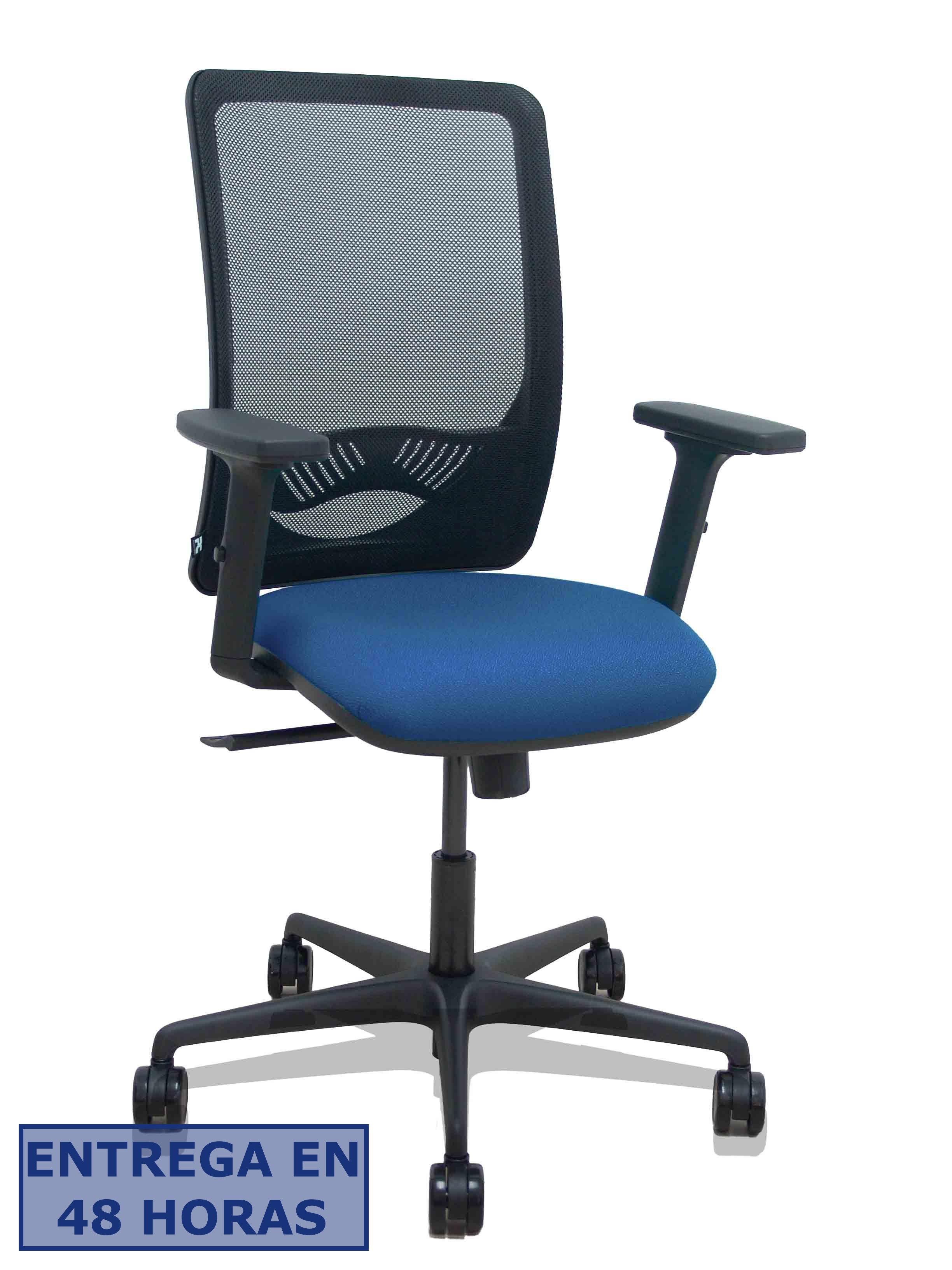 Piqueras Y Crespo Silla Zulema sincro malla negra asiento bali azul marino brazos 2D ruedas 65mm