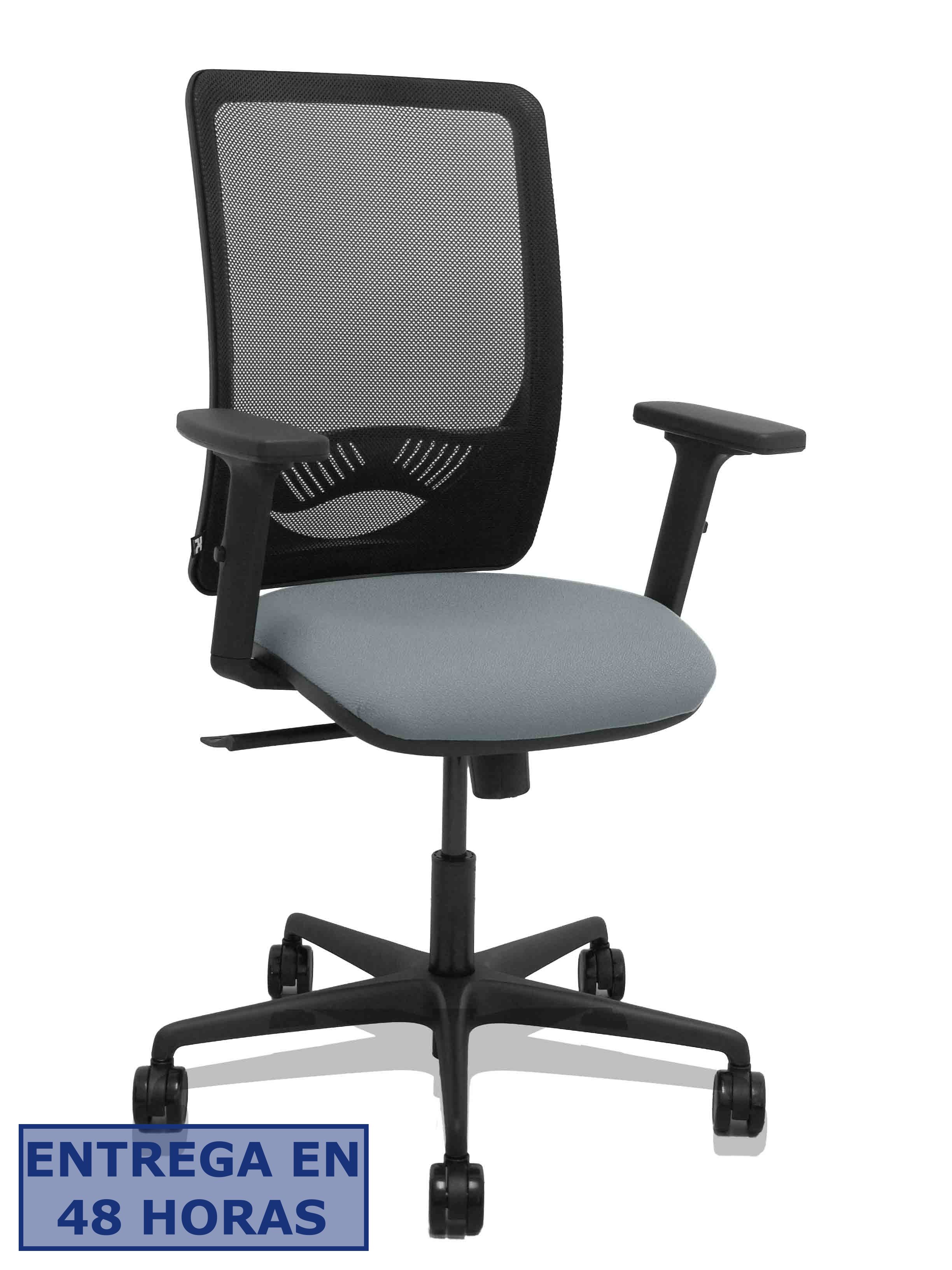 Piqueras Y Crespo Silla Zulema sincro malla negra asiento bali gris brazos 2D ruedas 65mm