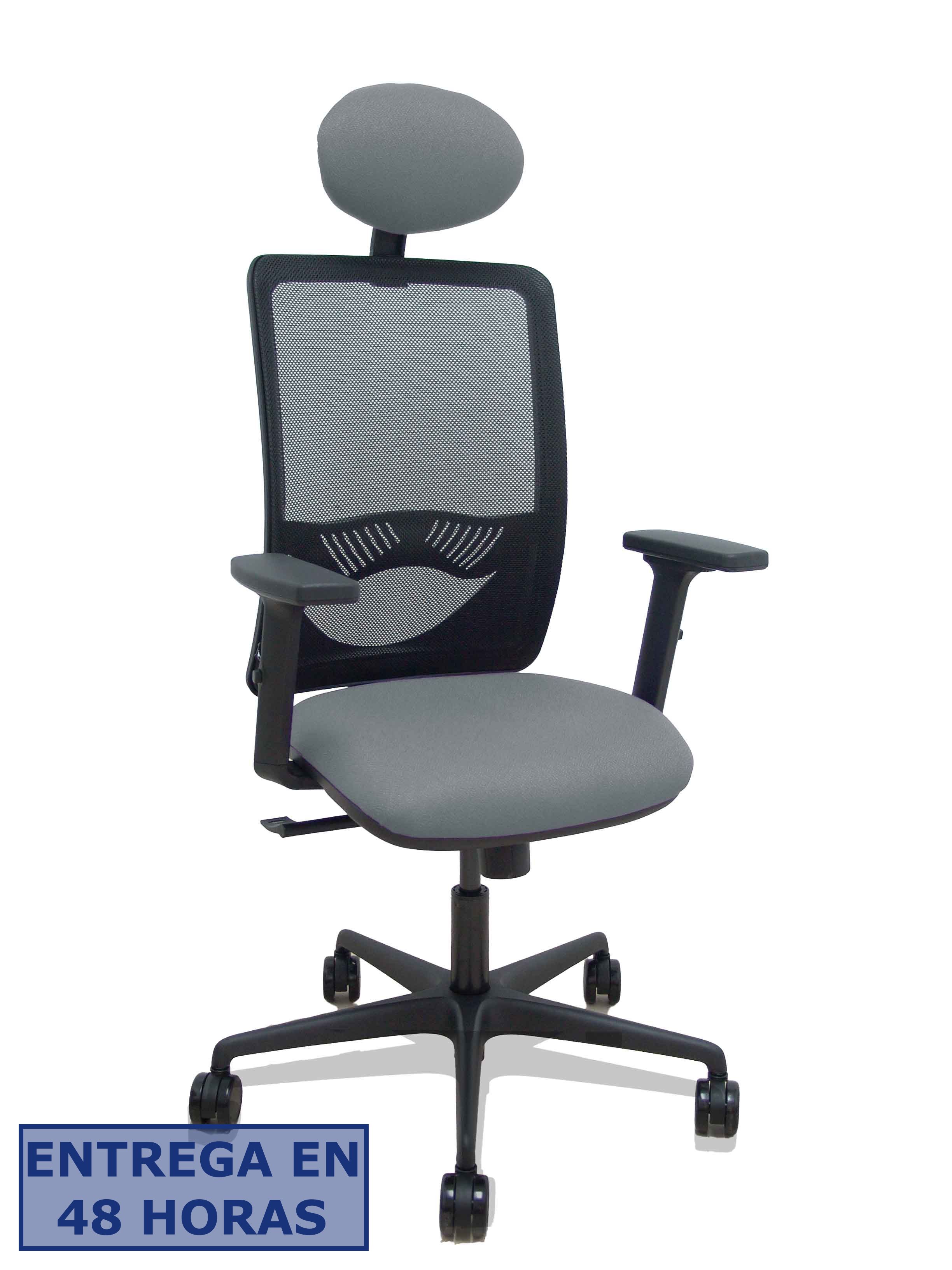 Piqueras Y Crespo Silla Zulema sincro malla negra asiento bali gris brazos 2D ruedas 65mm cabecero