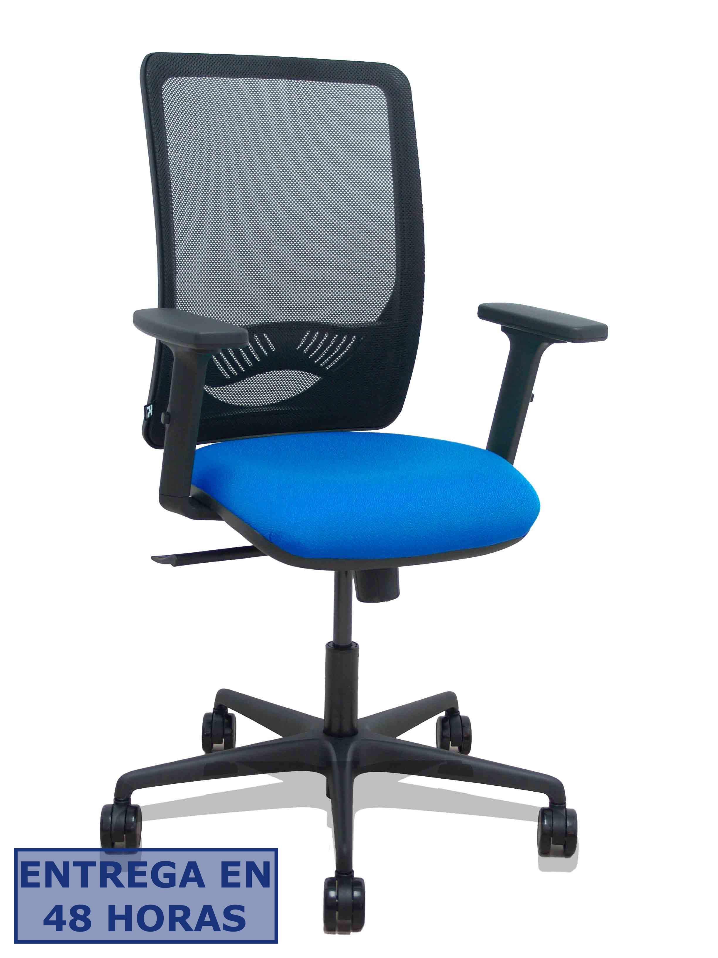 Piqueras Y Crespo Silla Zulema sincro malla negra asiento bali azul brazos 2D ruedas 65mm