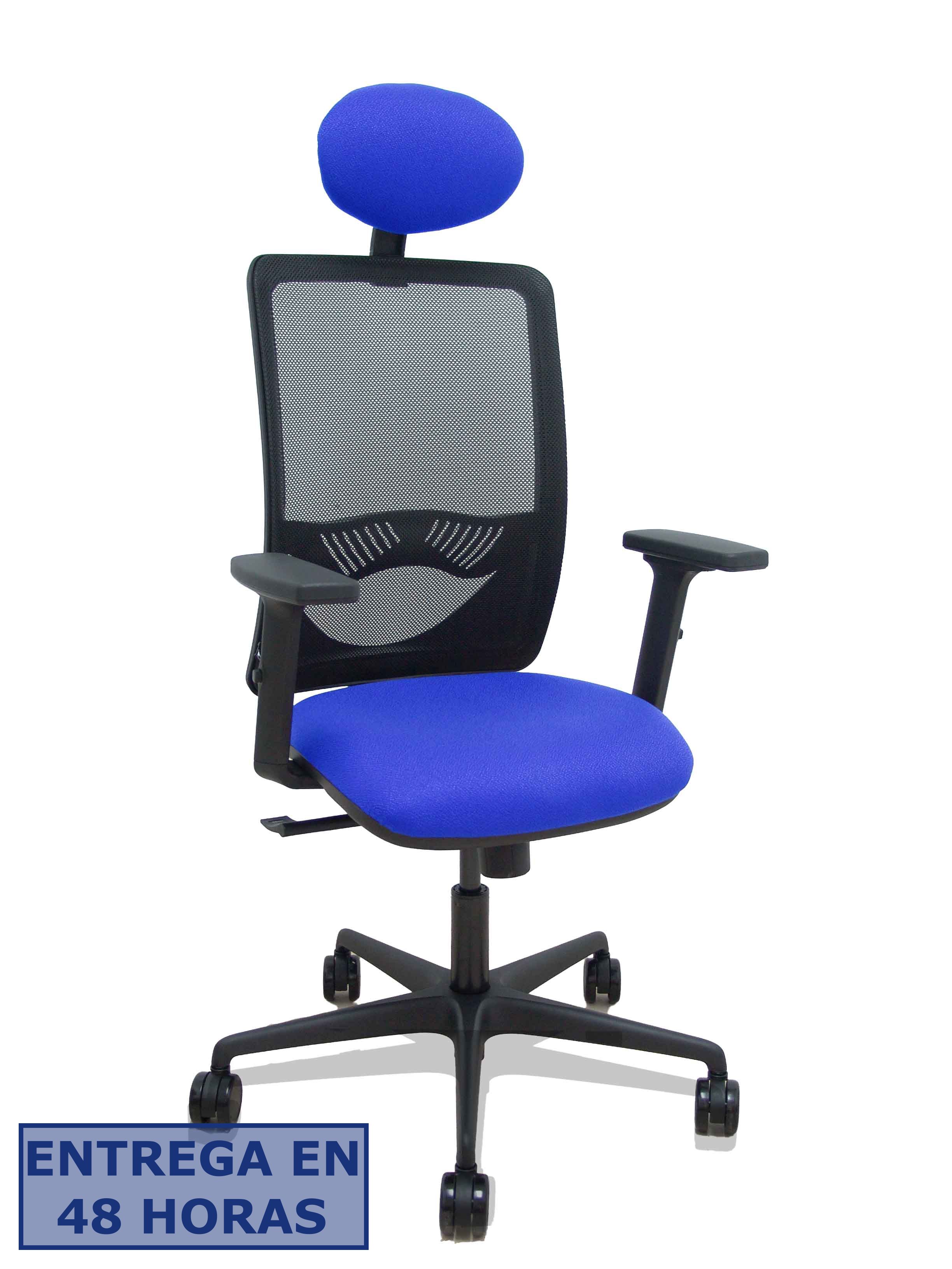 Piqueras Y Crespo Silla Zulema sincro malla negra asiento bali azul brazos 2D ruedas 65mm cabecero