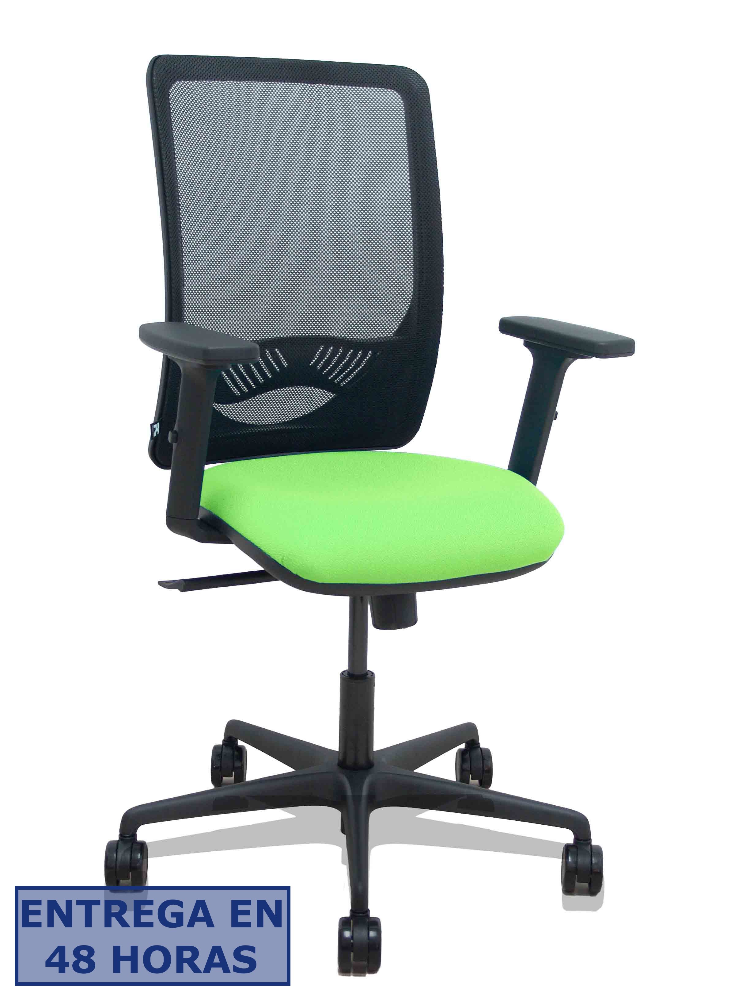 Piqueras Y Crespo Silla Zulema sincro malla negra asiento bali pistacho brazos 2D ruedas 65mm