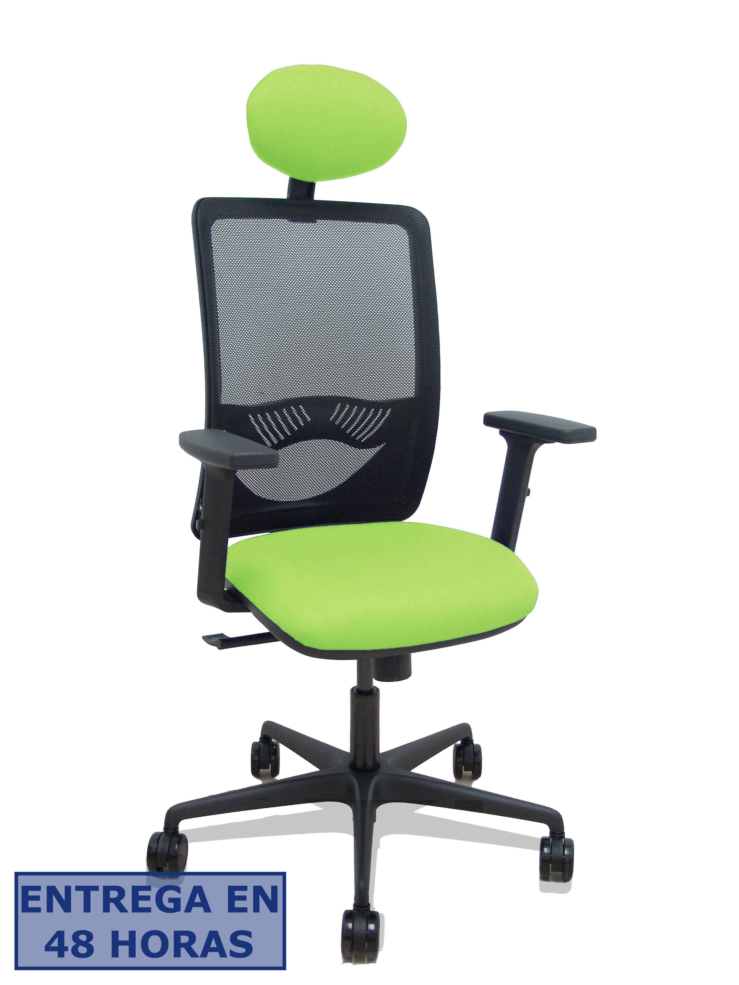 Piqueras Y Crespo Silla Zulema sincro malla negra asiento bali pistacho brazos 2D ruedas 65mm cabecero