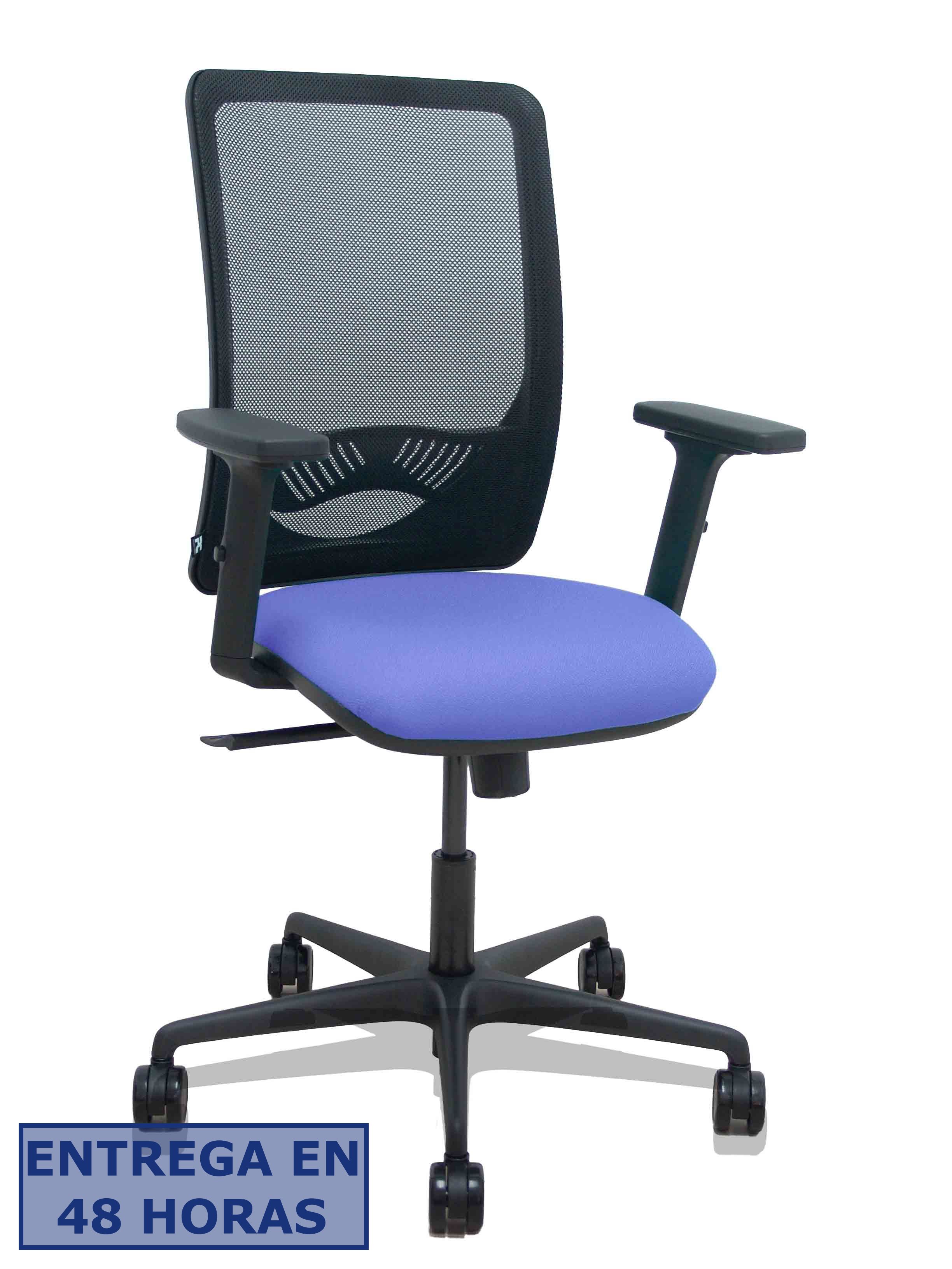 Piqueras Y Crespo Silla Zulema sincro malla negra asiento bali azul claro brazos 2D ruedas 65mm