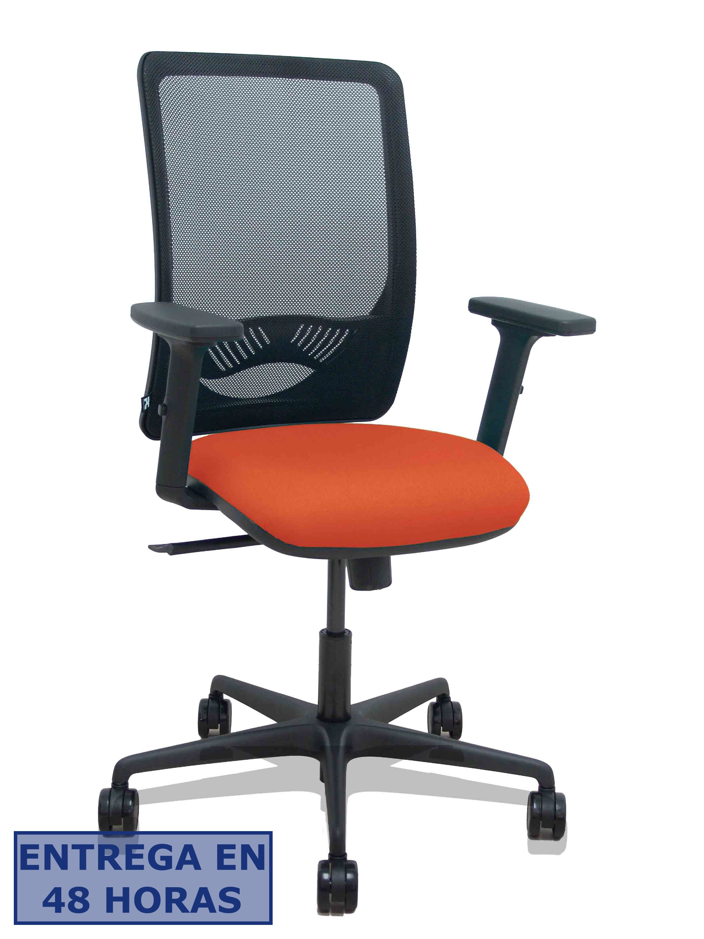 Piqueras Y Crespo Silla Zulema sincro malla negra asiento bali naranja oscuro brazos 2D ruedas 65mm