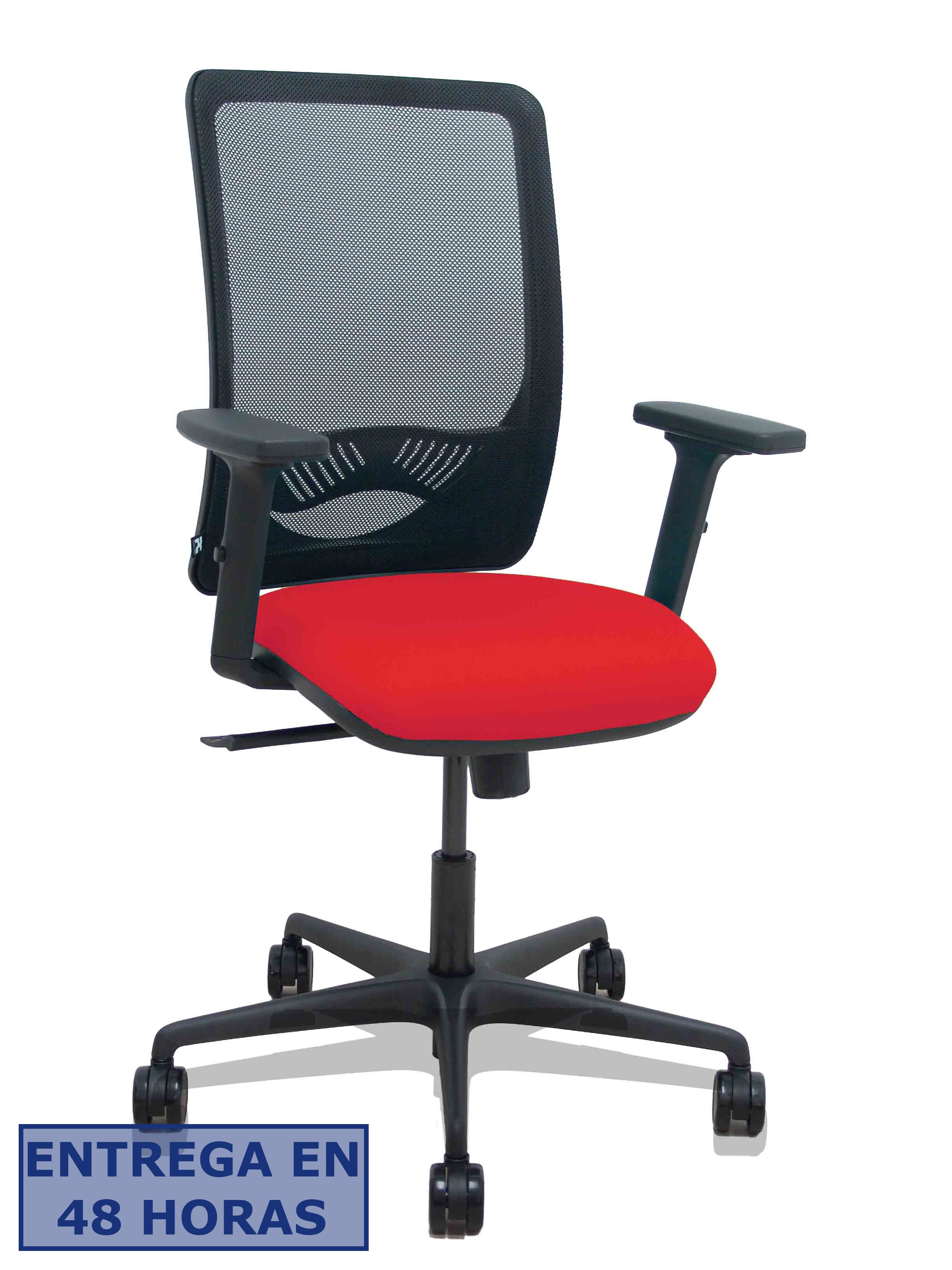 Piqueras Y Crespo Silla Zulema sincro malla negra asiento bali rojo brazos 2D ruedas 65mm